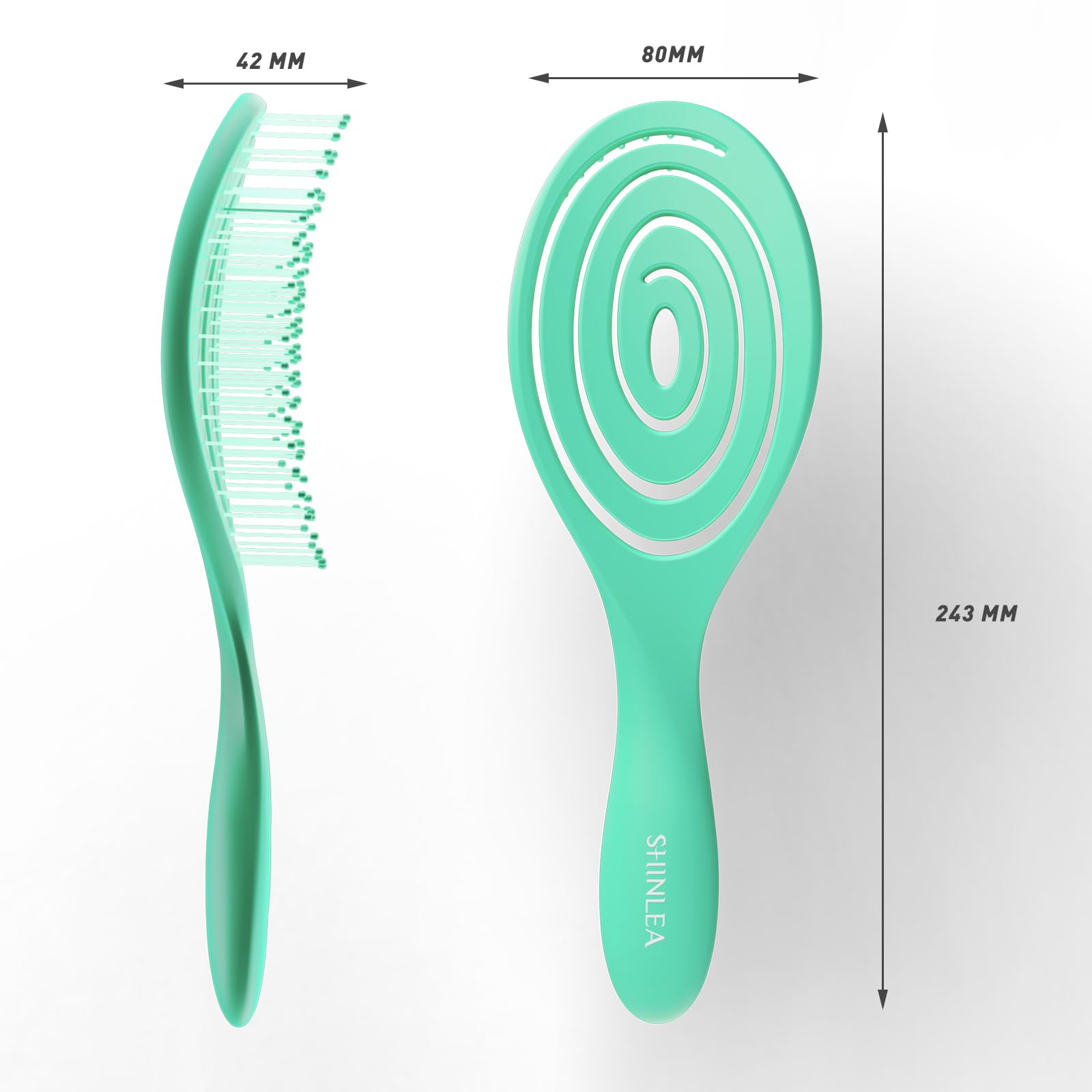 SHINLEA Anti-Tangle Spiral Hair Brush for Wet & Dry Detangling and Scalp Massaging (Green) 7