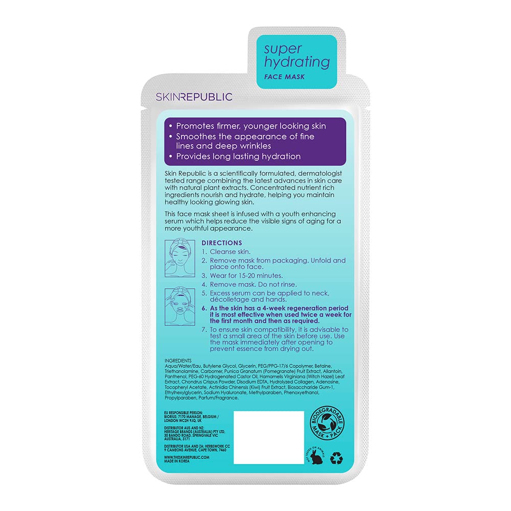 Skin Republic Hyaluronsäure + Kollagen Tuchmaske: Klinisch erwiesen für 48 Stunden langanhaltende Feuchtigkeit. Hergestellt in Korea. 9
