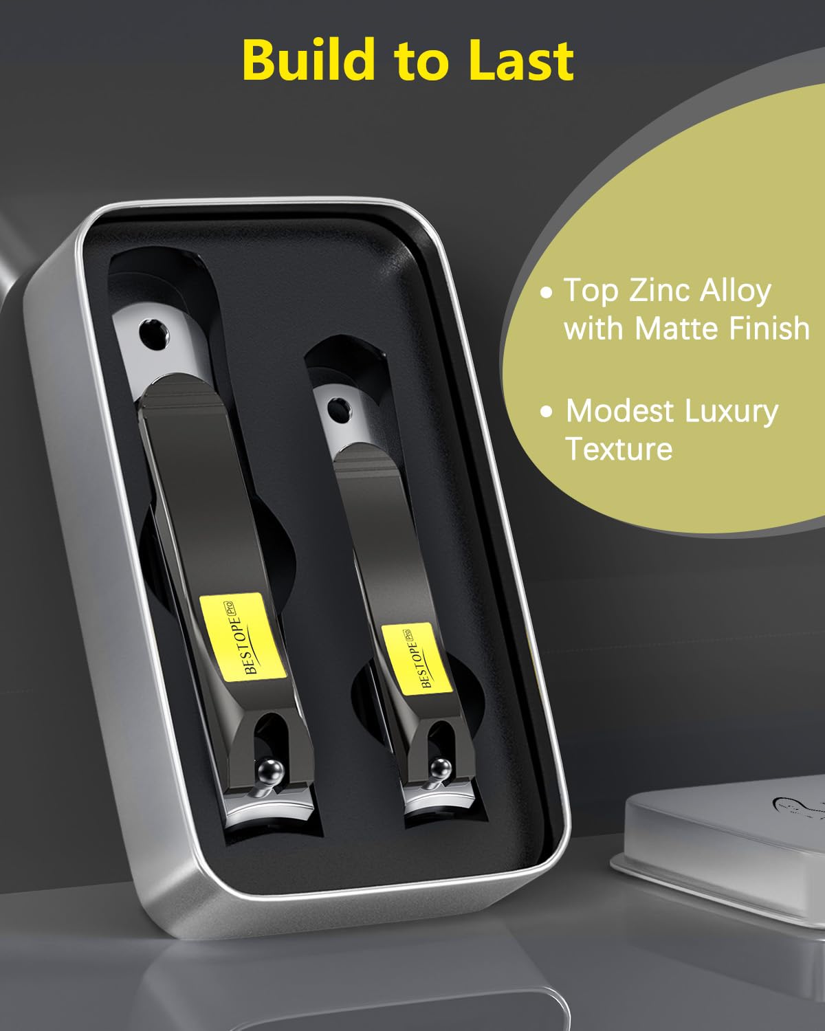 BESTOPE PRO 2PCs Stainless Steel Nail Clipper Set for Fingernails and Toenails 7