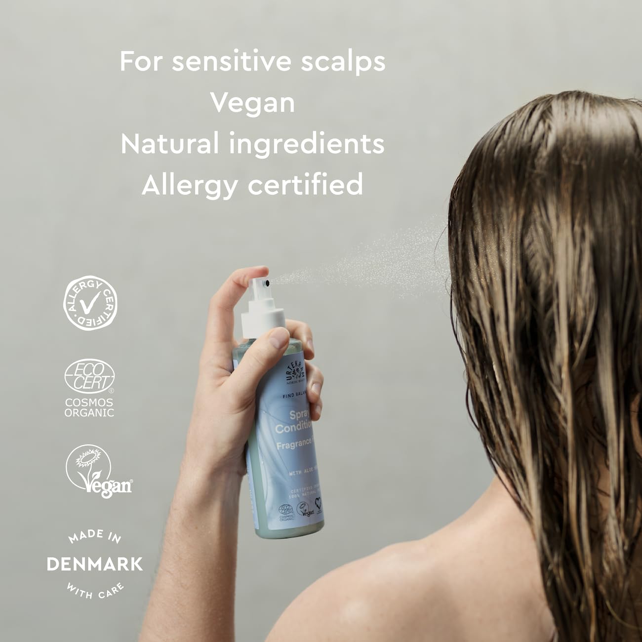 Urtekram Fragrance Free Spray Conditioner - 100% Natural, Aloe Vera, Sensitive Scalp Care, 250ml 3