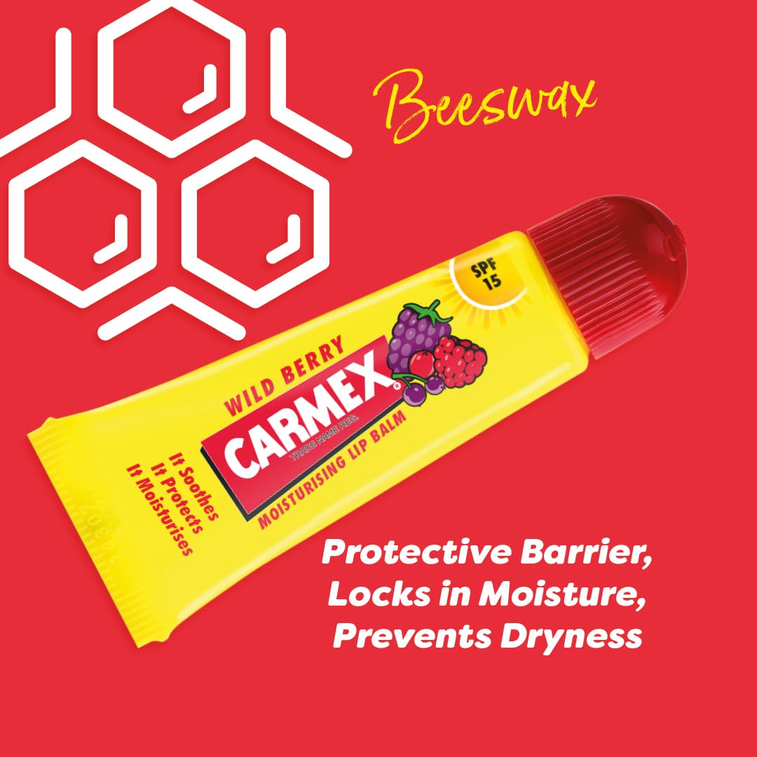 CARMEX Wild Berry SPF15 Lip Balm Tube - Hydrating, Tingle-Free Sun Protection 9