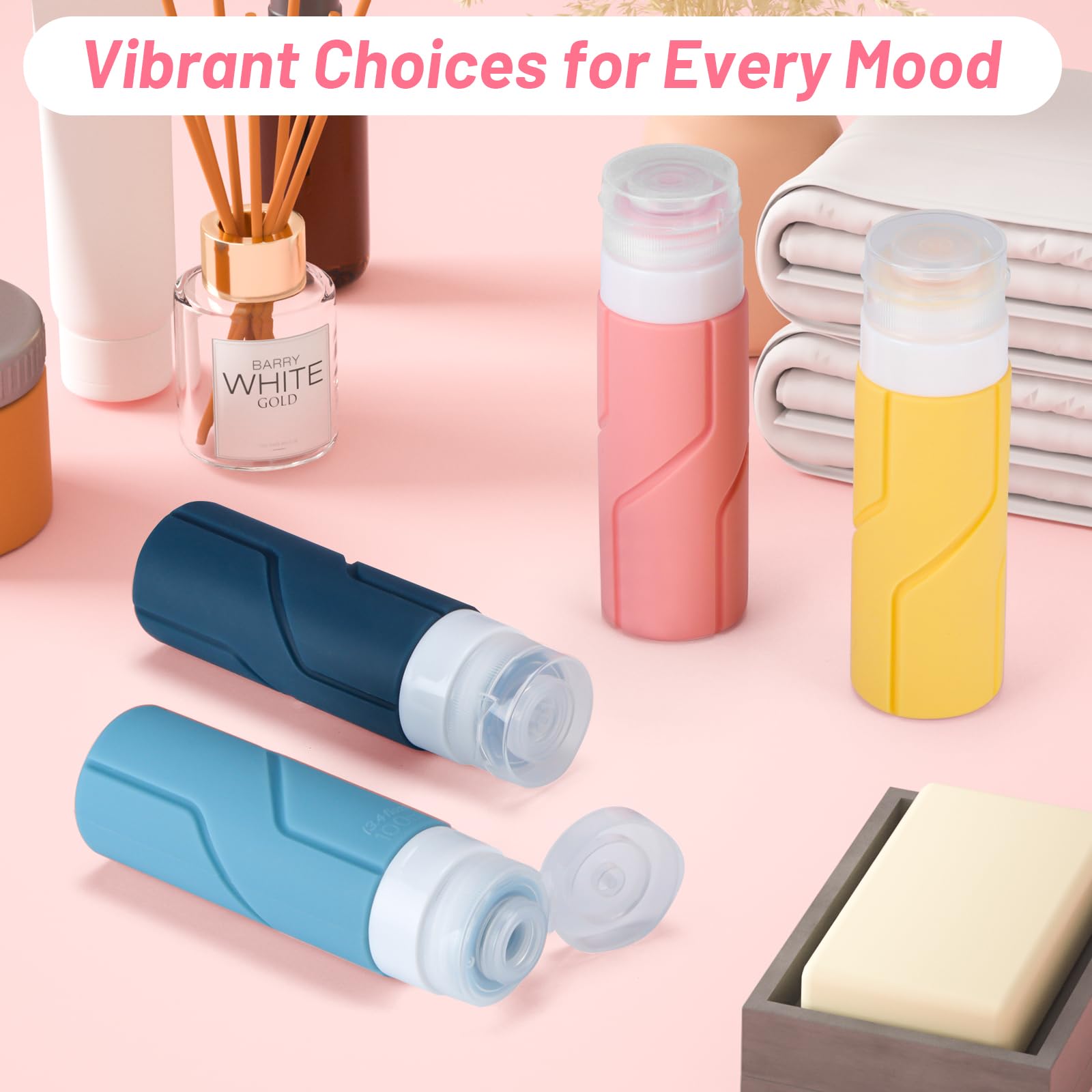 Alyvisun 4 Pack 100ml Refillable Silicone Travel Bottles for Toiletries - Leak-proof 7