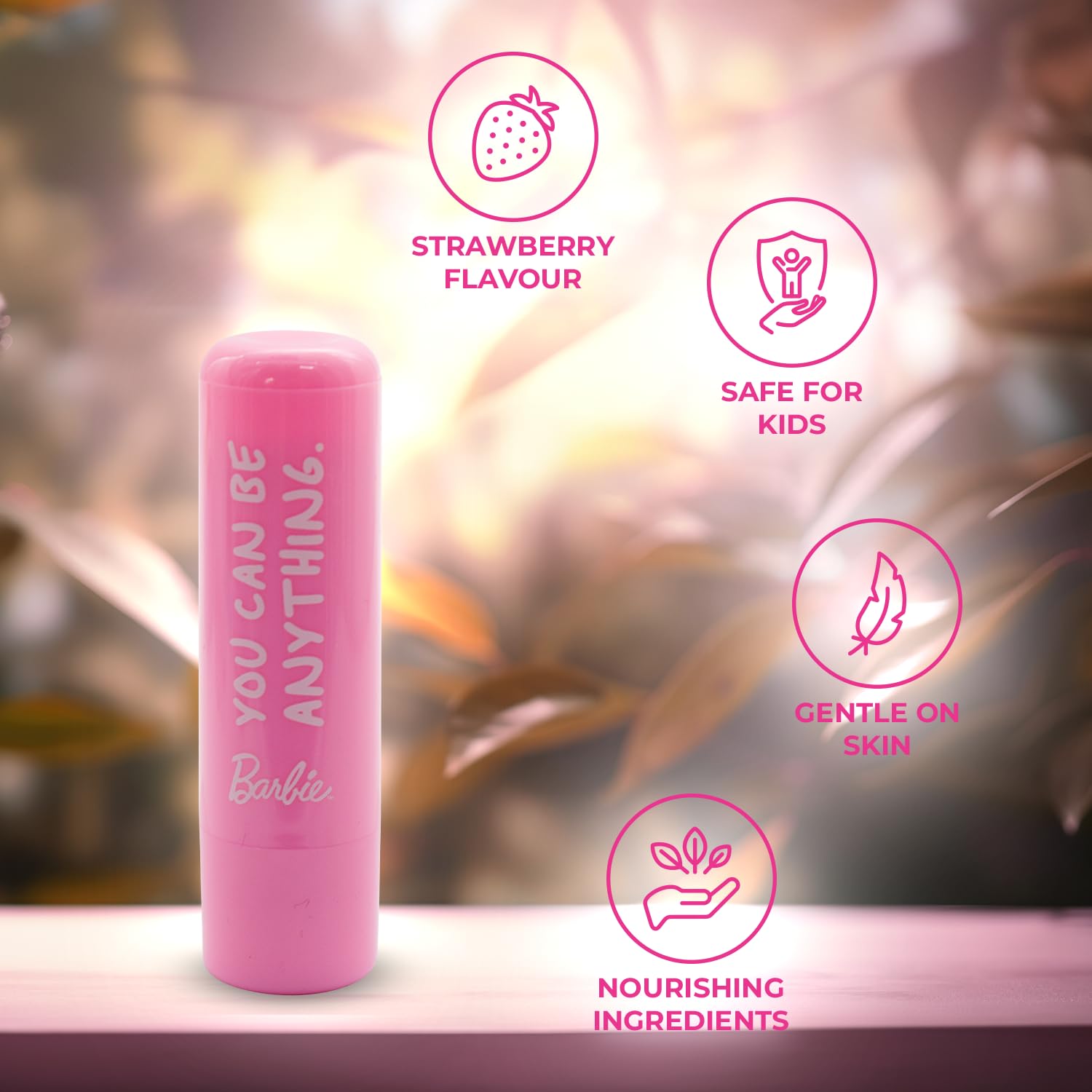 Uroda Barbie Lippenbalsam mit Erdbeercreme-Geschmack für Kinder – Feuchtigkeitsspendend und pflegend 5