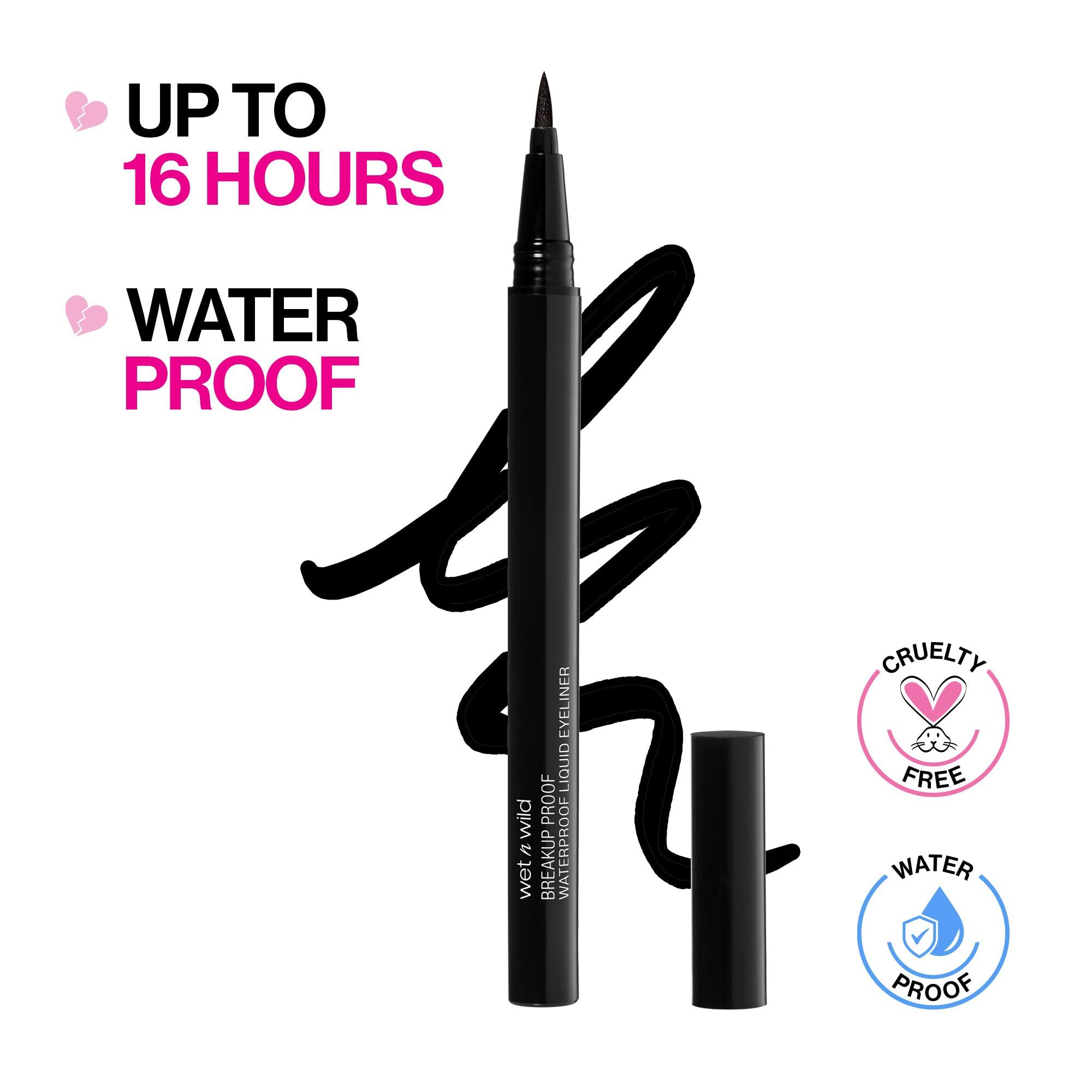 WET N WILD Mega Last Breakup-Proof Liquid Eyeliner - Ultra Black, 16-Hour Wear