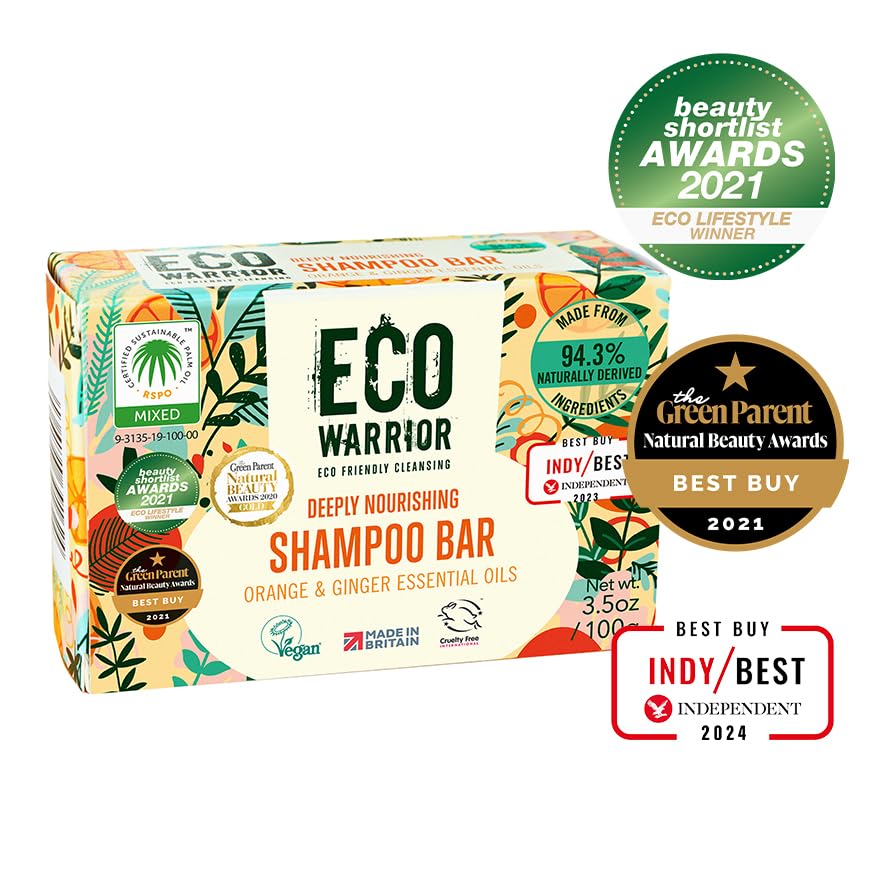 Eco Warrior Deeply Nourishing Shampoo Bar with Pink Clay, Orange & Ginger | Vegan 2