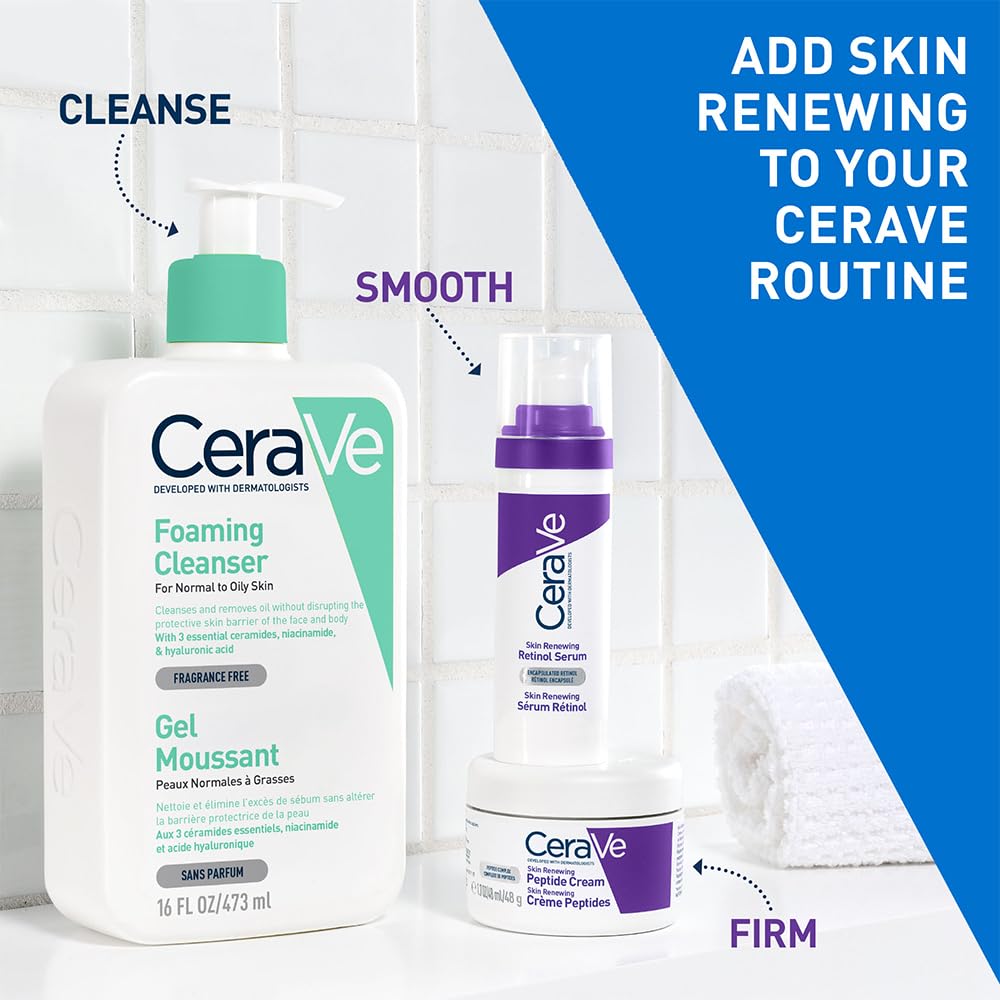 CeraVe Hauterneuernde Peptid-Feuchtigkeitscreme für das Gesicht, Anti-Aging-Gesichtscreme, A 5