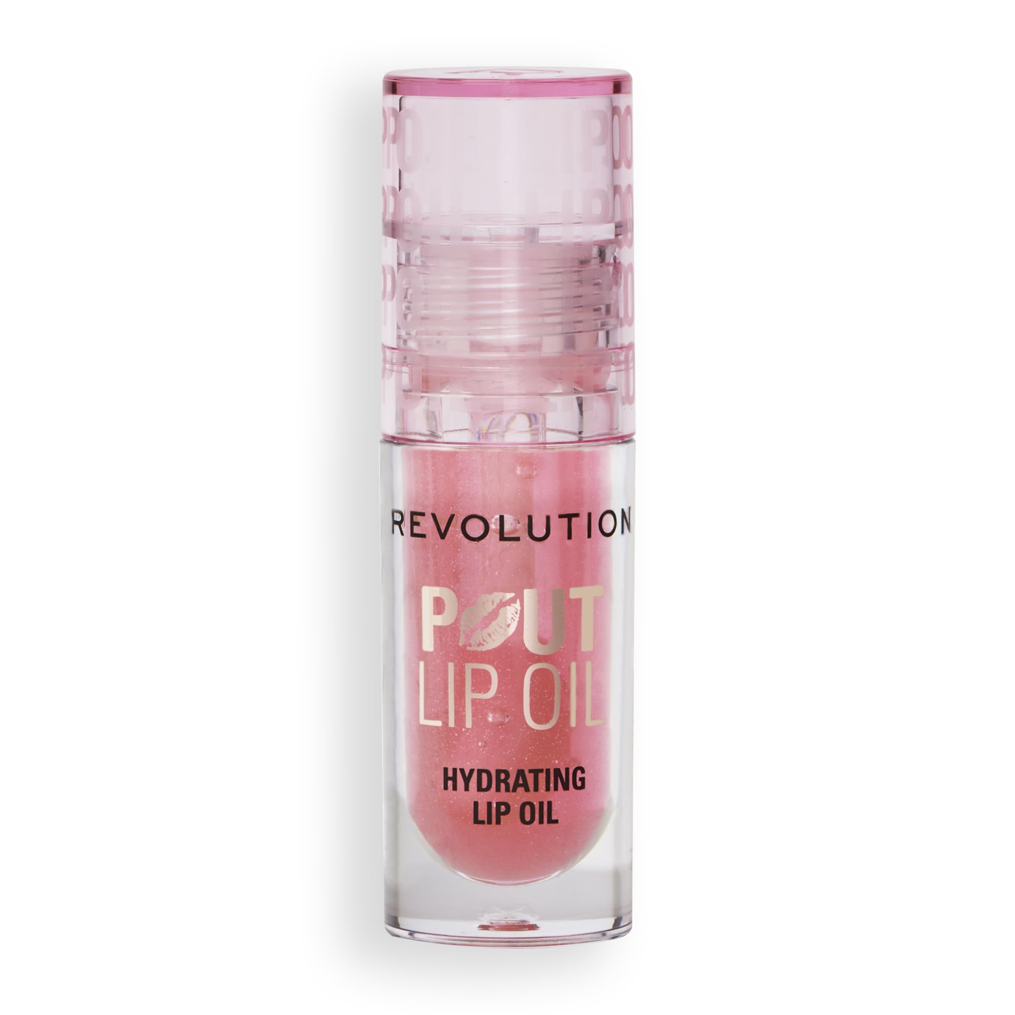 Revolution Pout Lip Oil in Glam Pink Shimmer - Nourishing High Shine Tinted Gloss 4ml 7