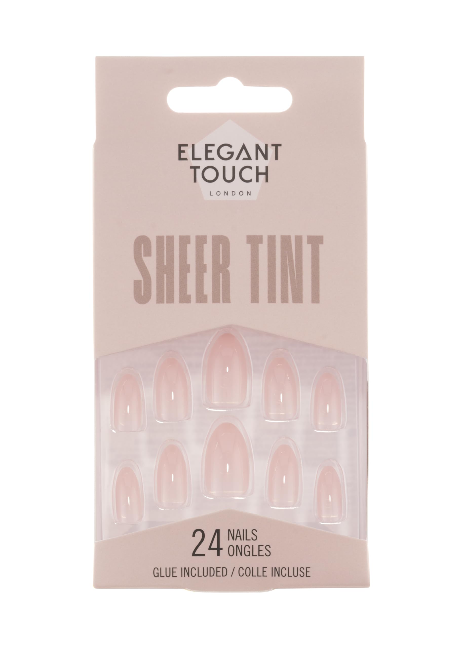 Elegant Touch Sheer Tint Satin Slippers False Nails - Pale Pink Fawn Ombre