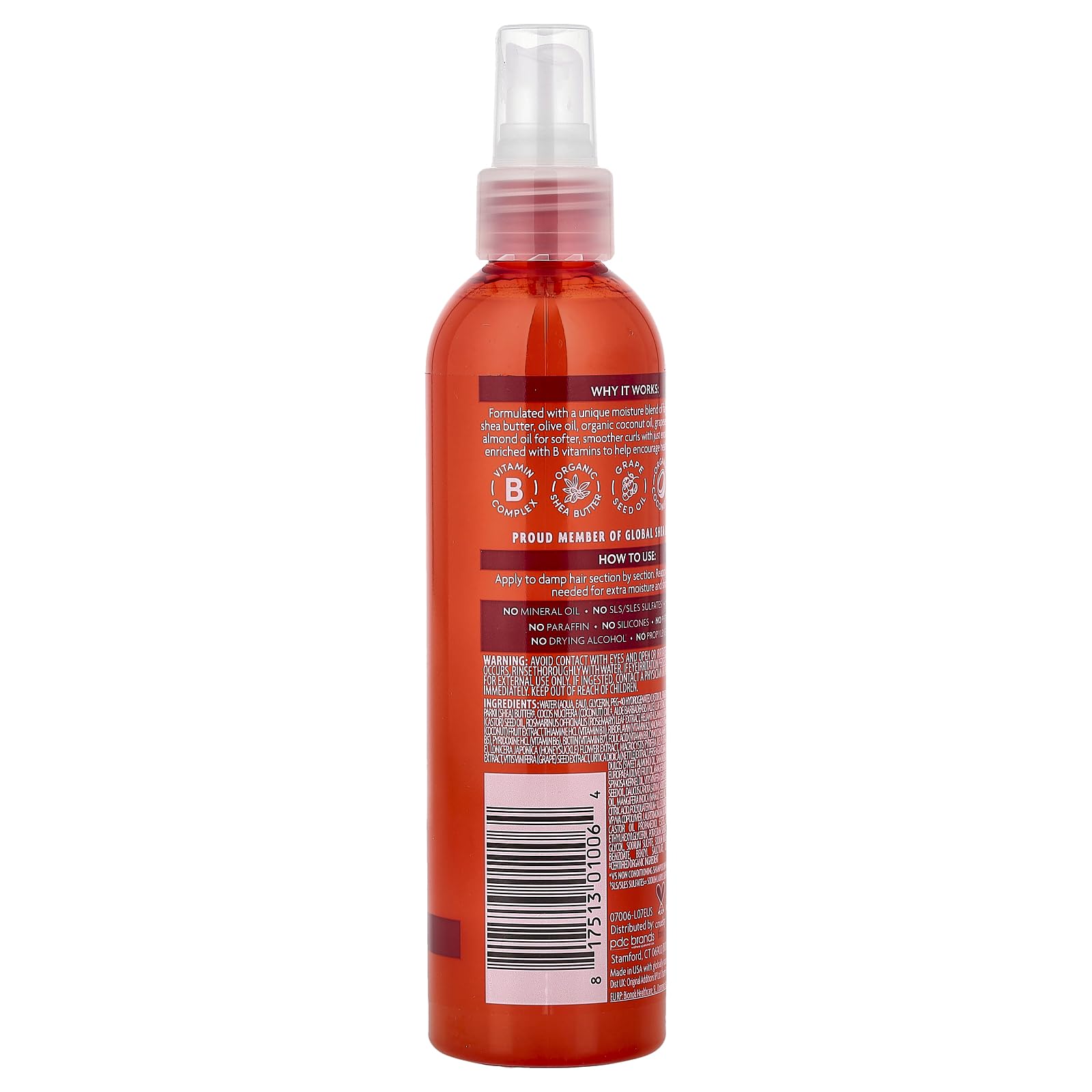 Cantu Coconut Oil Shine & Hold Mist for Soft, Smooth Curls 249ml