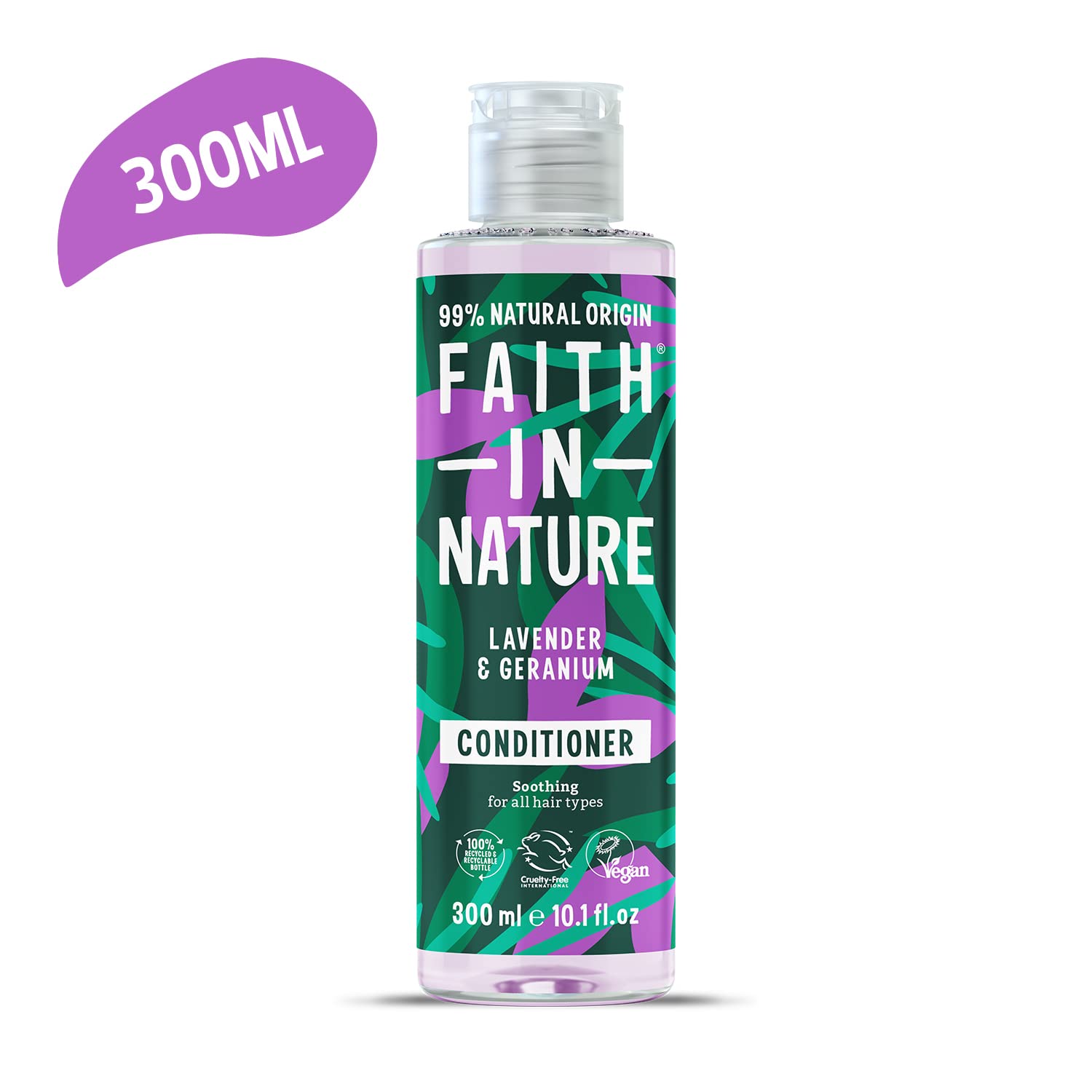Faith In Nature 300 ml Natürlicher Lavendel- und Geranien-Conditioner, beruhigend, vegan und tierversuchsfrei, ohne SLS oder Parabene, für normales bis trockenes Haar 2