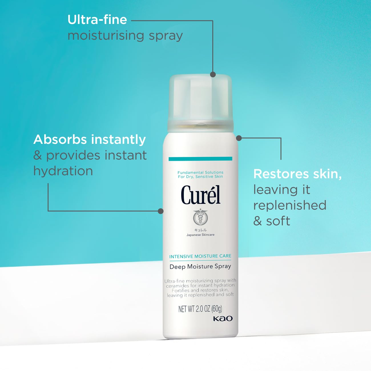 Curél Deep Moisture Spray Mini 60g for Dry and Sensitive Skin 3
