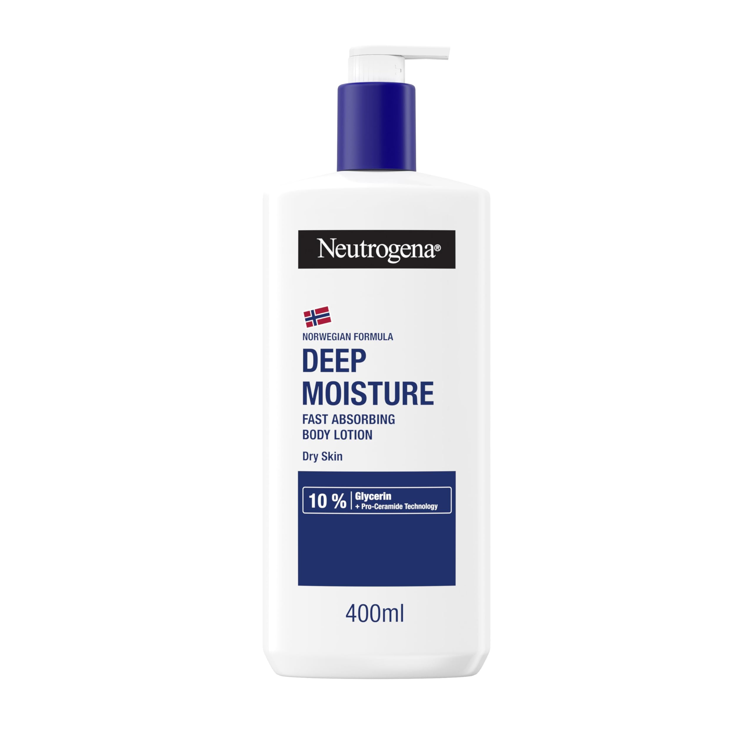 Neutrogena Norwegian Formula Deep Moisture Fast-Absorbing Body Lotion 400ml for Dry & Sensitive Skin