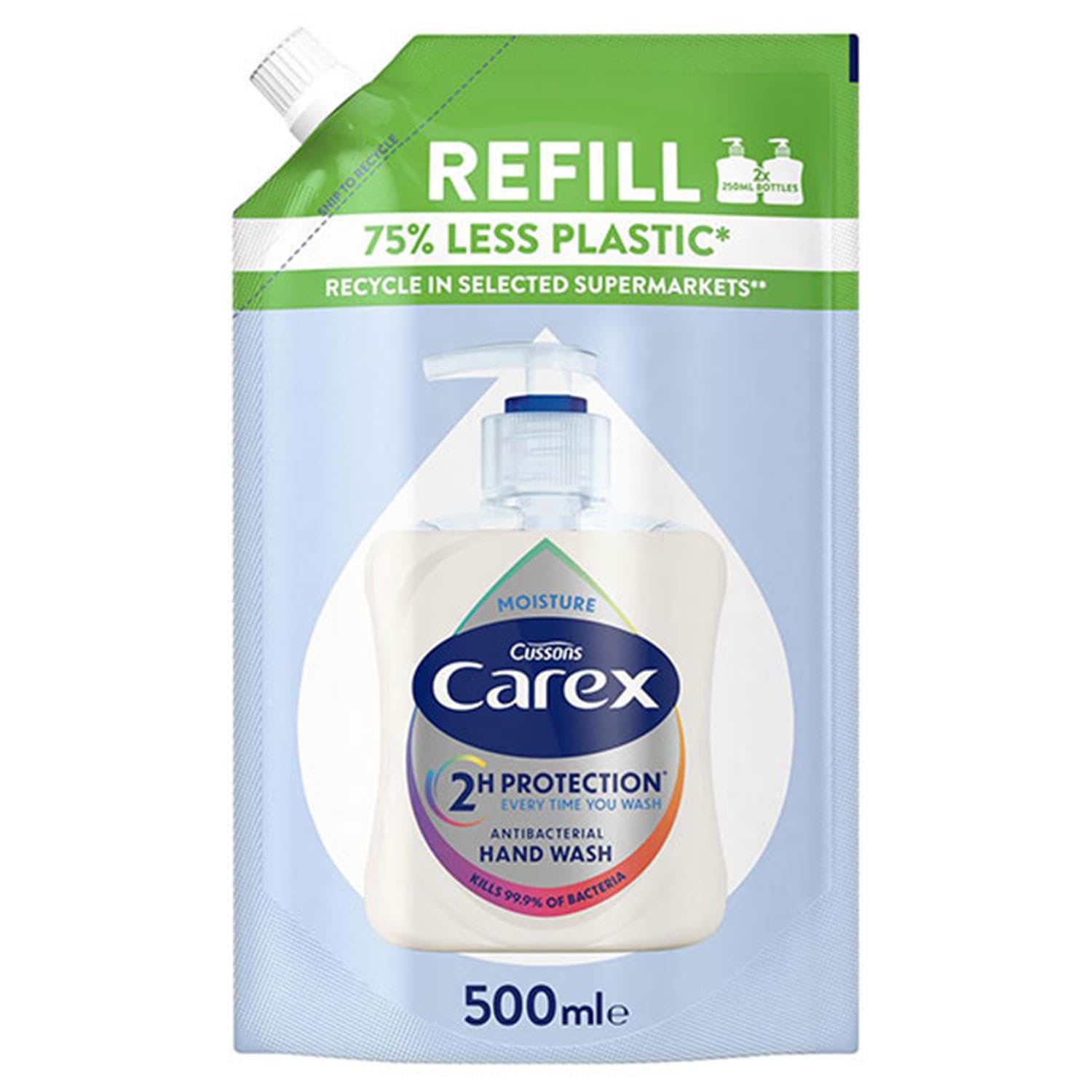 CAREX Moisture Plus Handwash Refill, Aloe Vera Scent, 8 x 500ml Pack 3