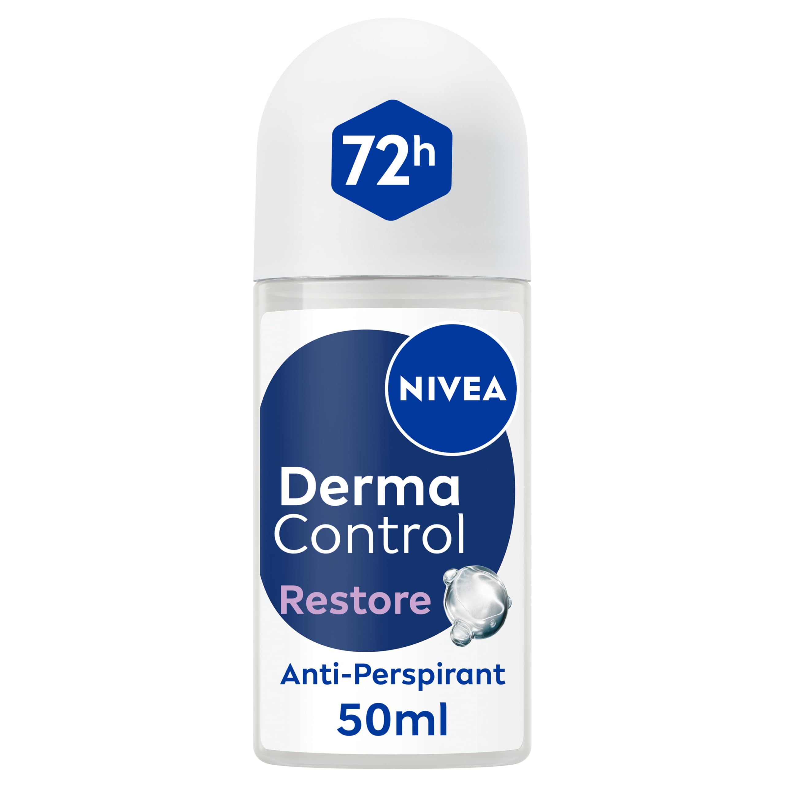 NIVEA Derma Control Restore Roll On Antiperspirant, 72H Protection with Hyaluronic Acid & Vitamin E