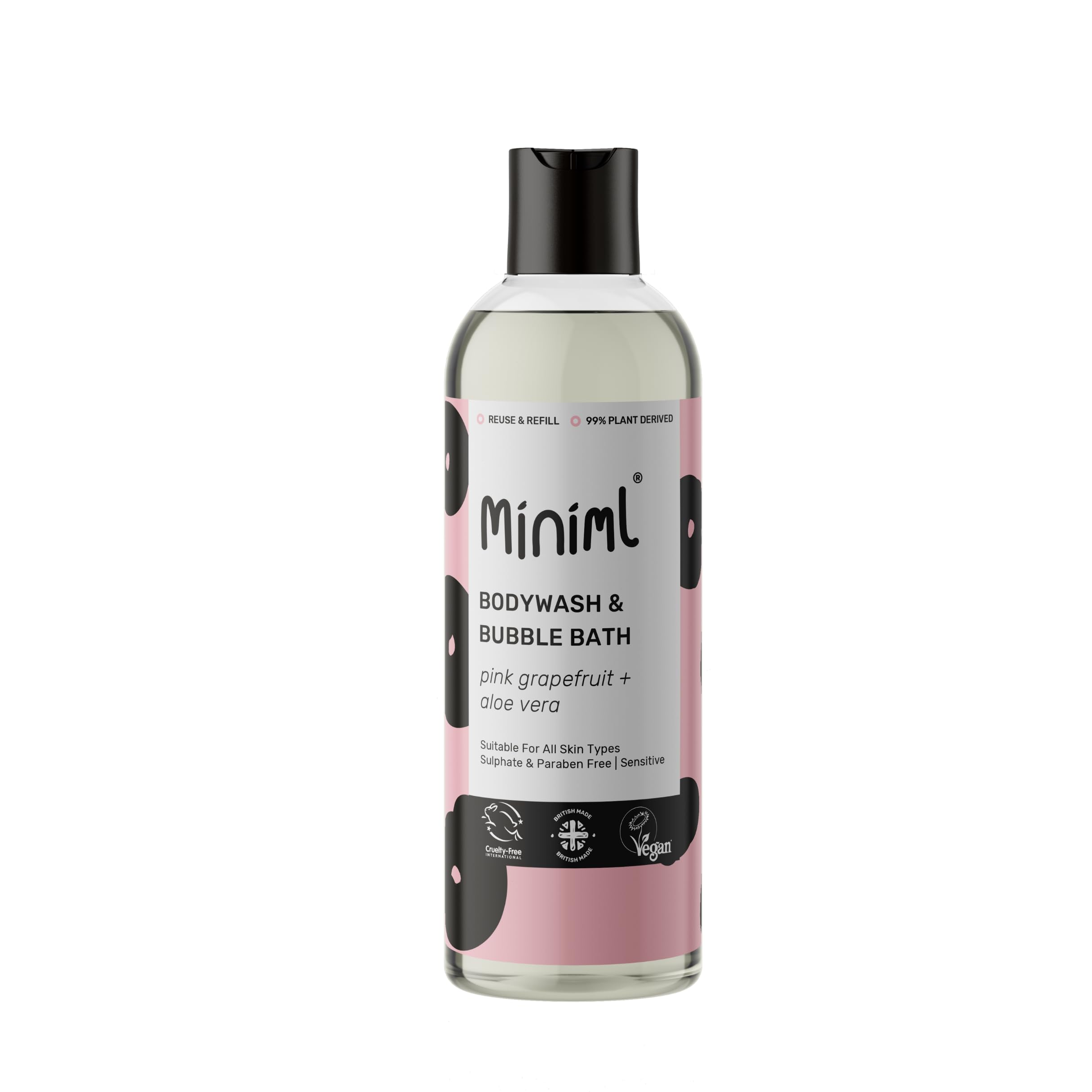 Miniml All Natural Body Wash and Bubble Bath with Pink Grapefruit - 500ml