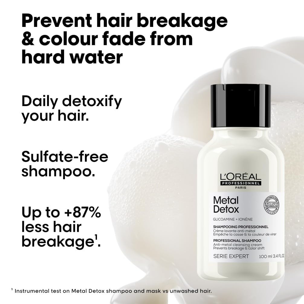 L’Oréal Professionnel Metal Detox Shampoo 100ml - Sulphate-Free, Vegan Travel Size for Colour Fade & Breakage Prevention 2