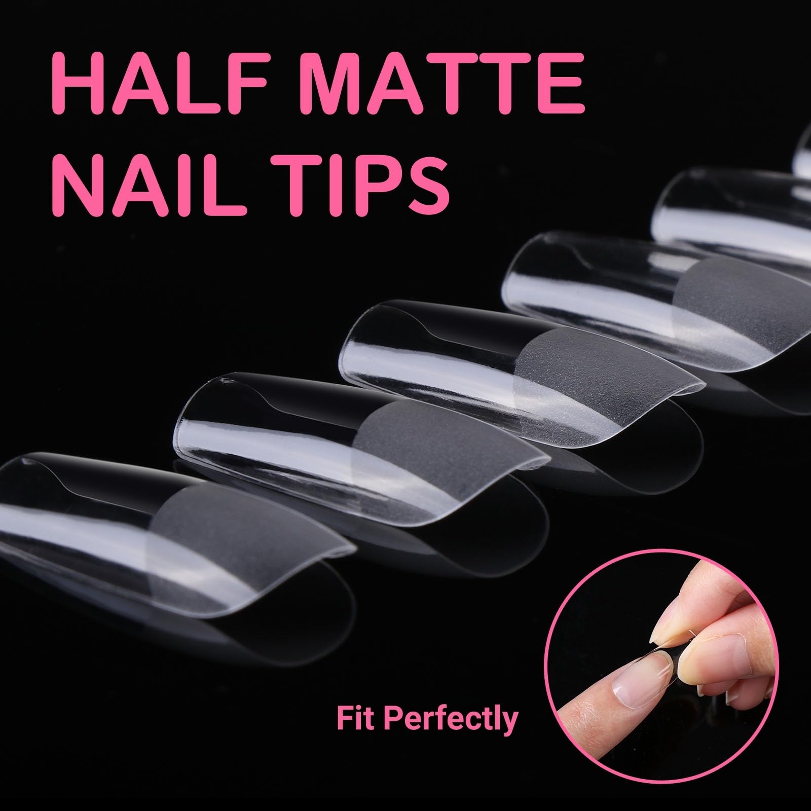 Diboniur Medium Square Full Cover Nail Tips - 550PCS in 11 Sizes, Half Matte Finish 4