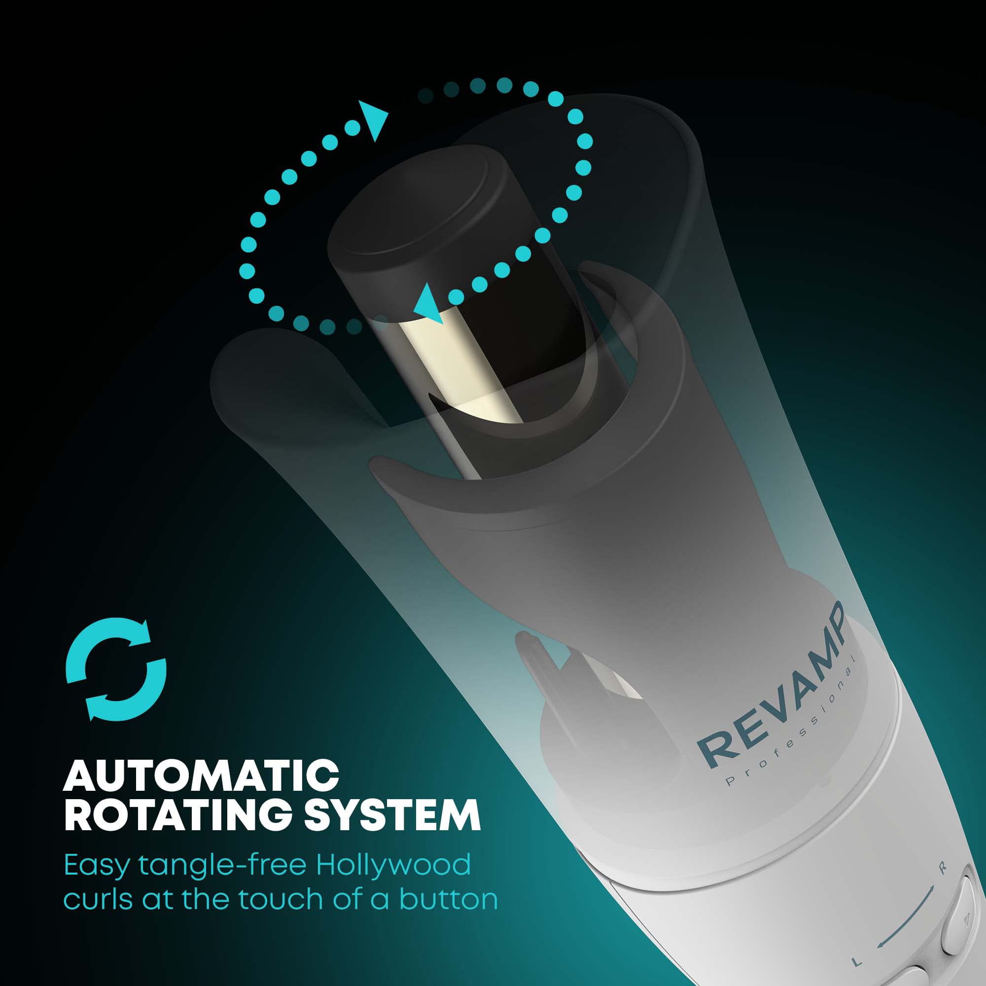 REVAMP Progloss Hollywood Curl Automatic Rotating Hair Curler with Ionic Ceramic Barrel 3