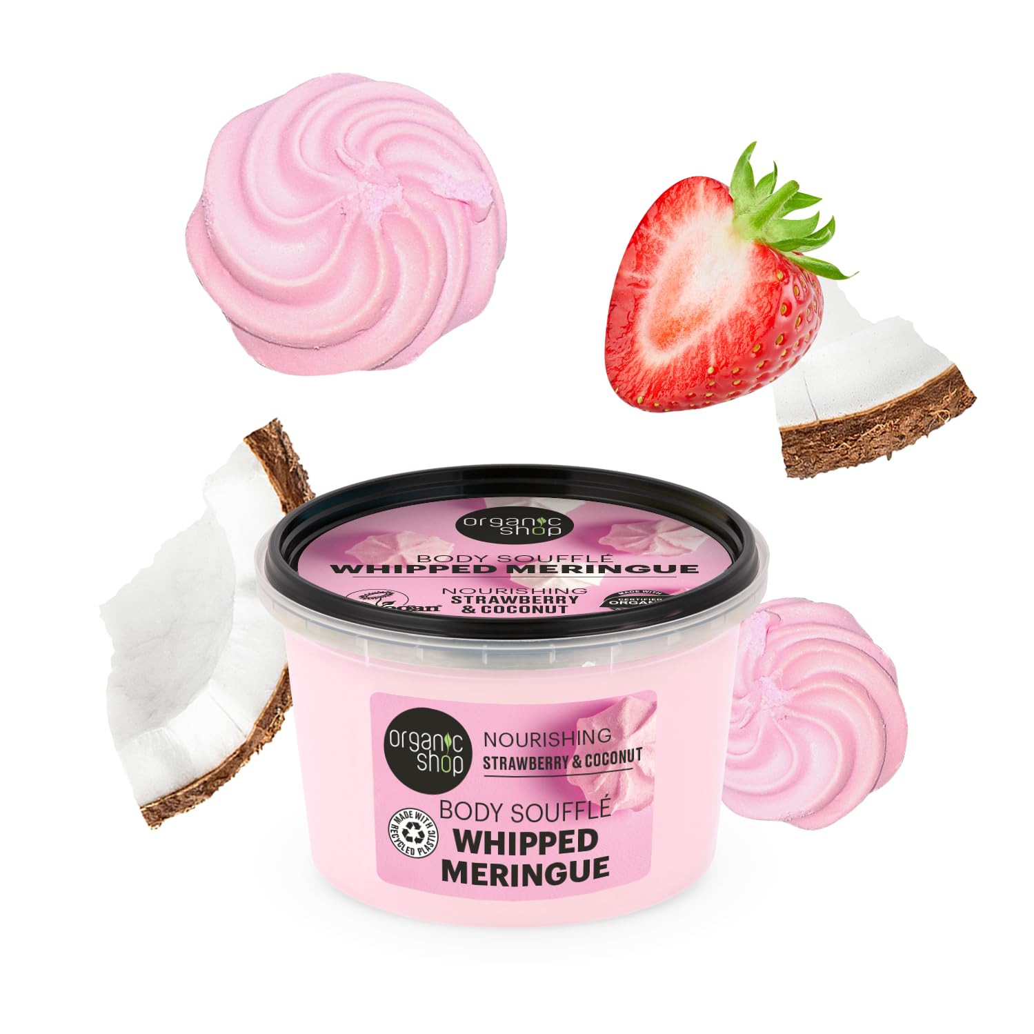 Organic Shop Body Souffle Whipped Meringue Nourishing Strawberry & Coconut, 250 ml 3