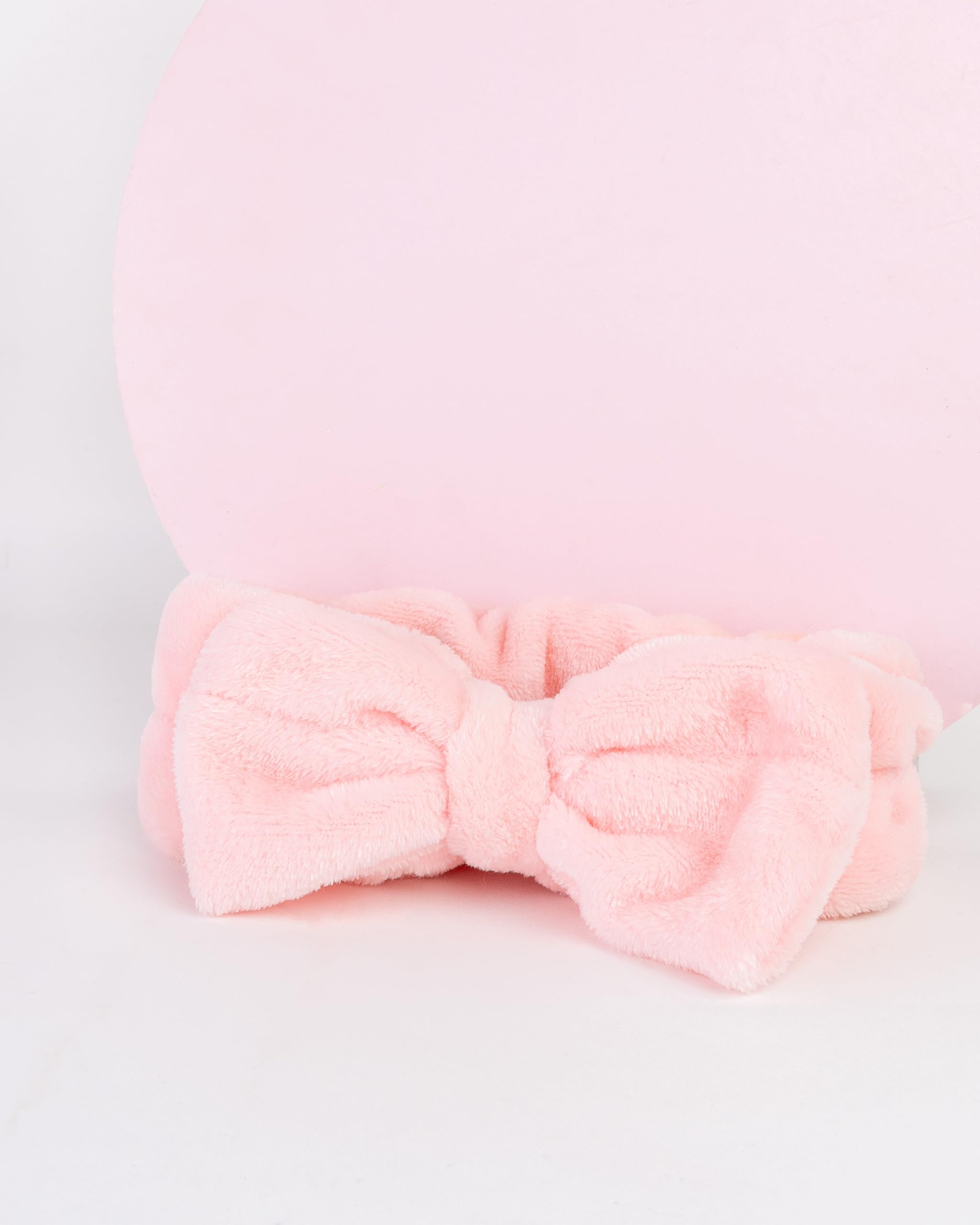 Brushworks Pink Soft Elasticated Makeup Headband with Bow for Skincare