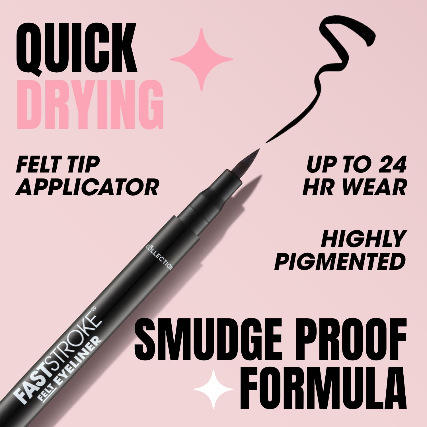 Collection Cosmetics Fast Stroke Felt Tip Eyeliner for Up to 24 Hour Wear 4