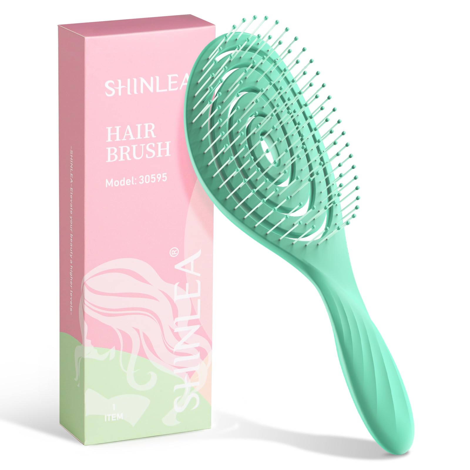 SHINLEA Haarbürste Anti-Knoten Entwirrt, Nass- und Trockenkopfmassage-Spiralhaarbürste für Frauen, Männer, Kinder, Gleitet mühelos durch Knoten für alle Haartypen (Grün)