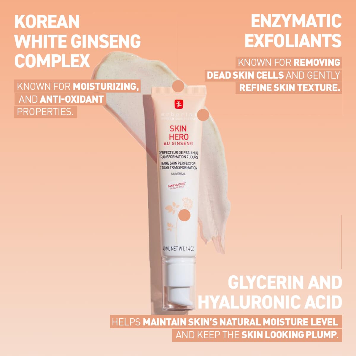 Erborian Skin Hero with White Ginseng Untinted Face Care for Bare Skin Perfection 3