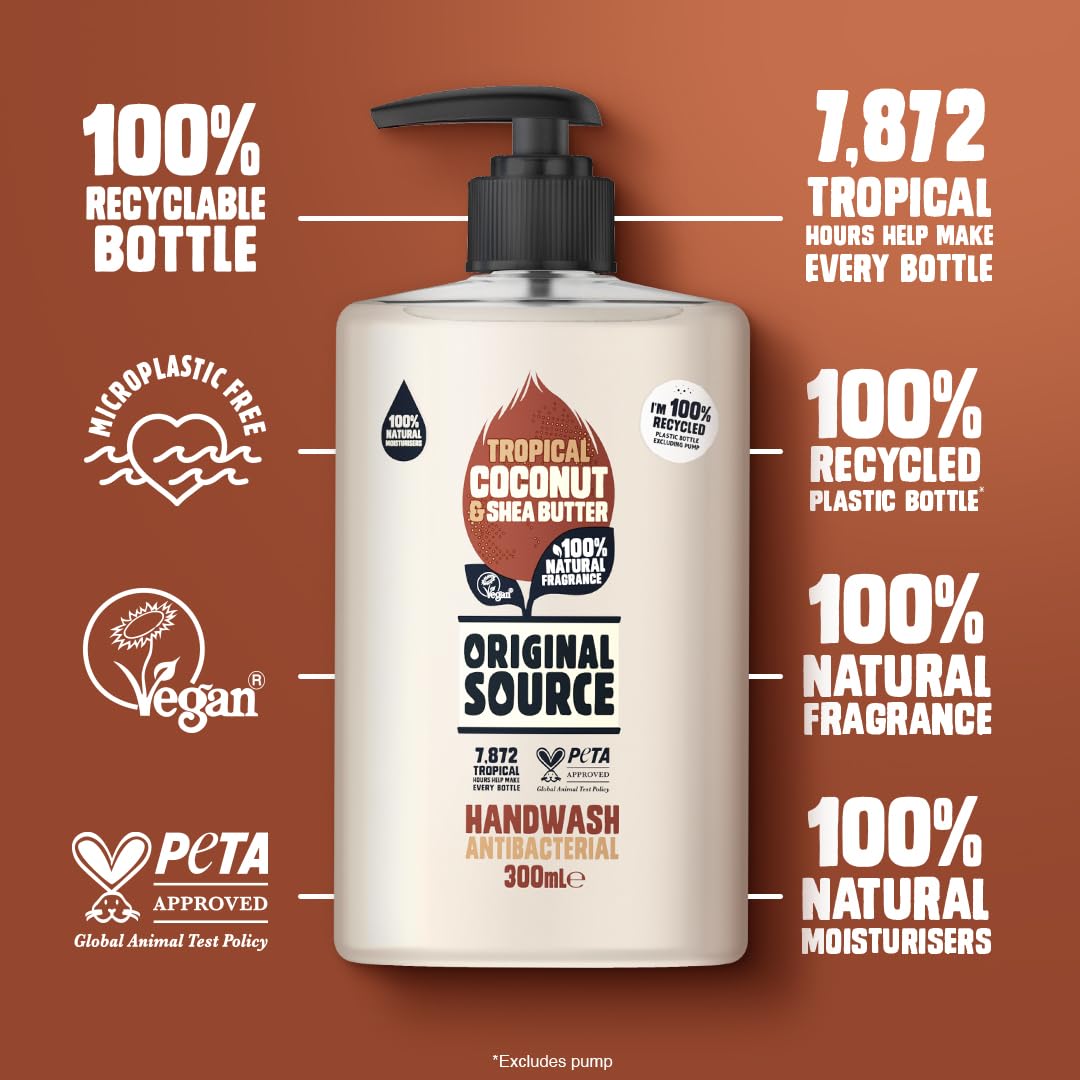 Original Source Coconut & Shea Butter Handwash Multipack (6 x 300ml) - Vegan, Antibacterial 4