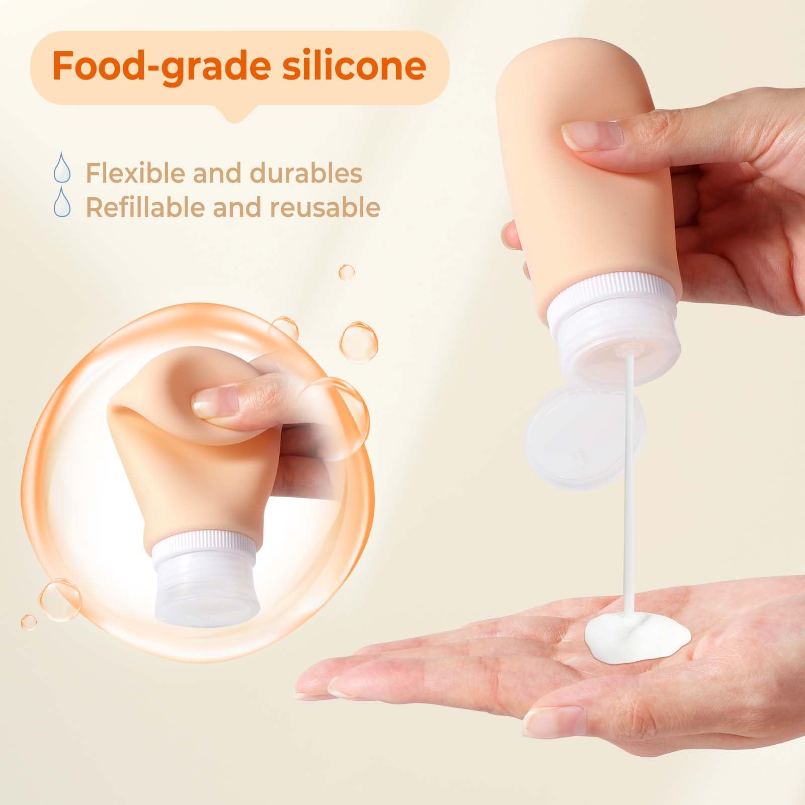 Diboniur 4 Pack 98ml Food-Grade Silicone Travel Bottles with Leak Proof TSA Approval