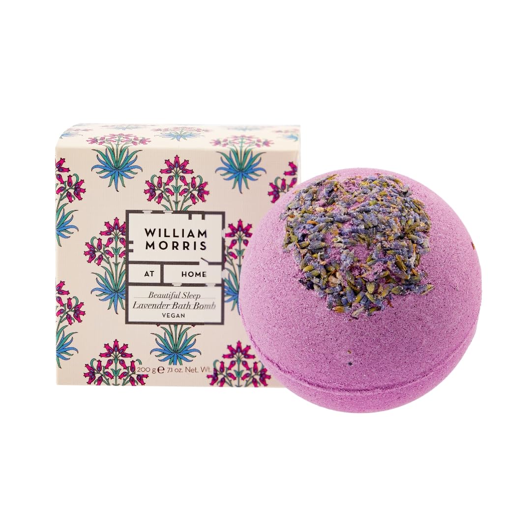 William Morris At Home Calming Lavender Bath Bomb 200g for Relaxing Sleep