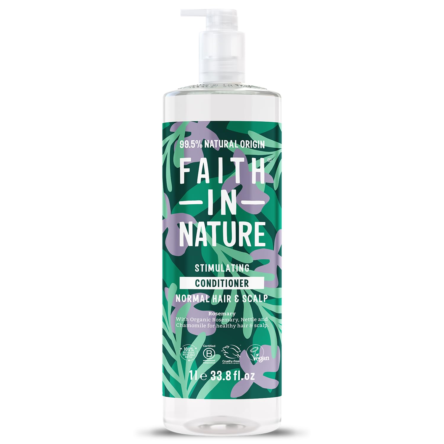Faith In Nature 1L Natural Rosemary Conditioner for Normal Hair & Scalp, Vegan & Cruelty Free