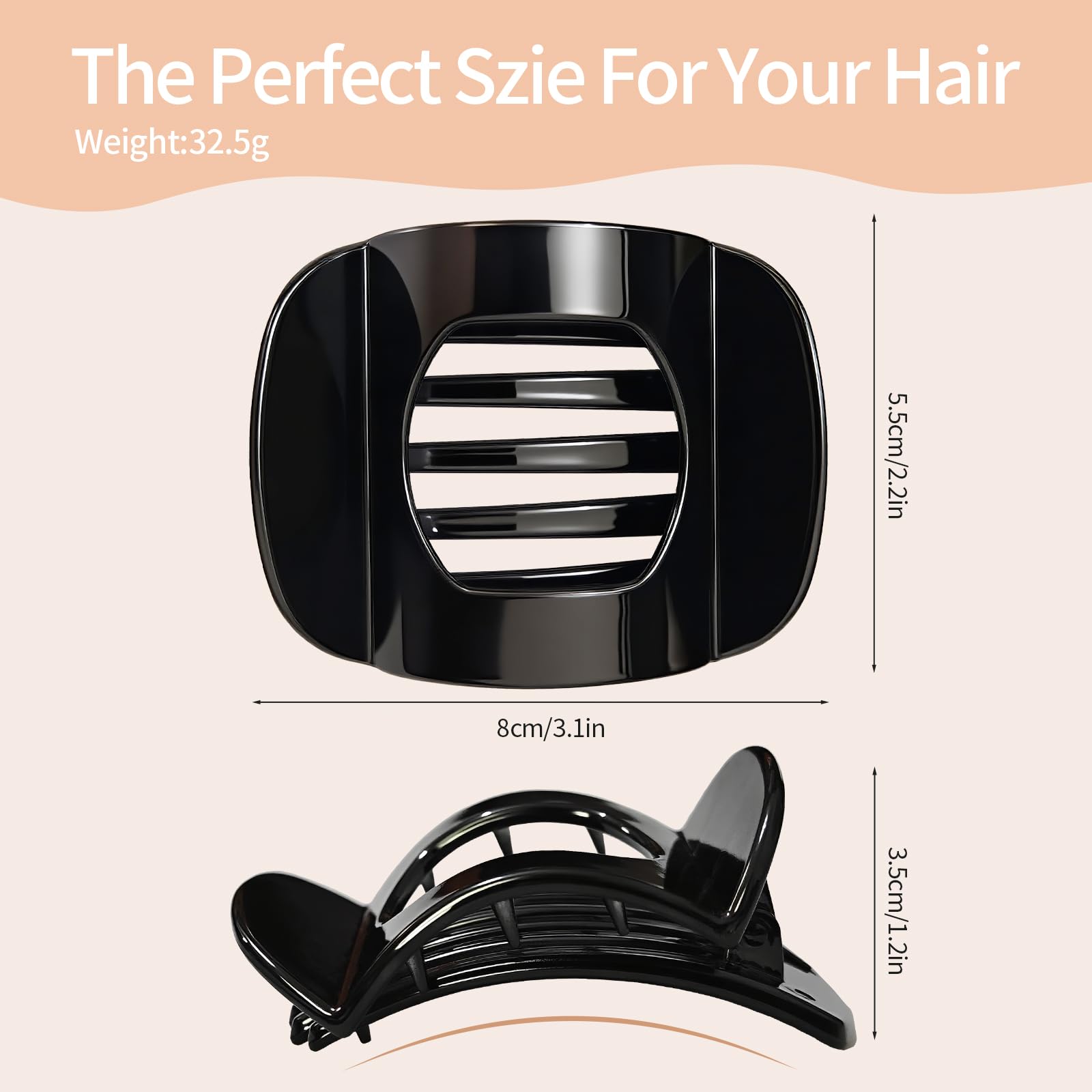 MOXYOY Flat Round Lay Down Hair Claw Clip for Women and Girls 3