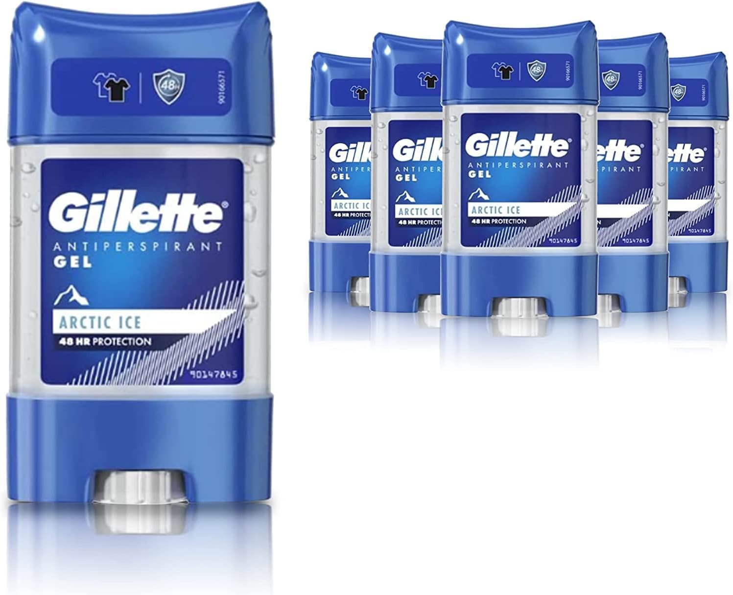 Gillette Antiperspirant Deodorant Gel For Men, Arctic Ice, 48-Hour Invisible Protection (6 x 70 ml)