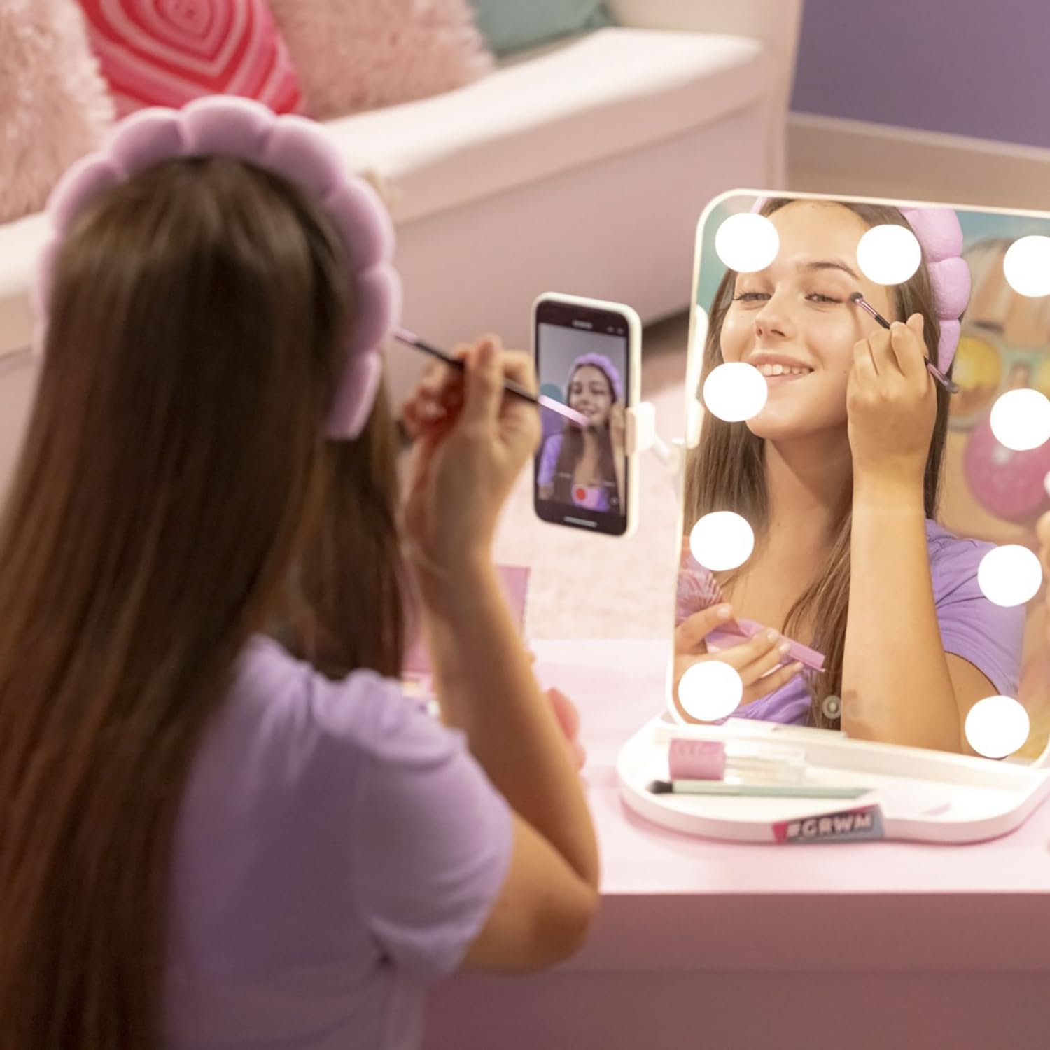 Studio Creator Large Hollywood Vanity Mirror with 3 Light Modes & Phone Holder 7