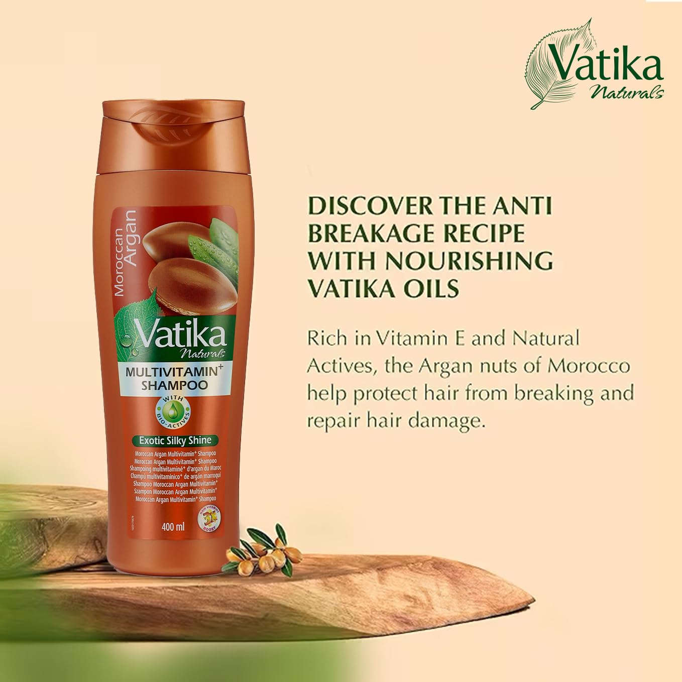 Vatika Naturals Moroccan Argan Anti-Breakage Shampoo for Moisture & Luster - 400 ml