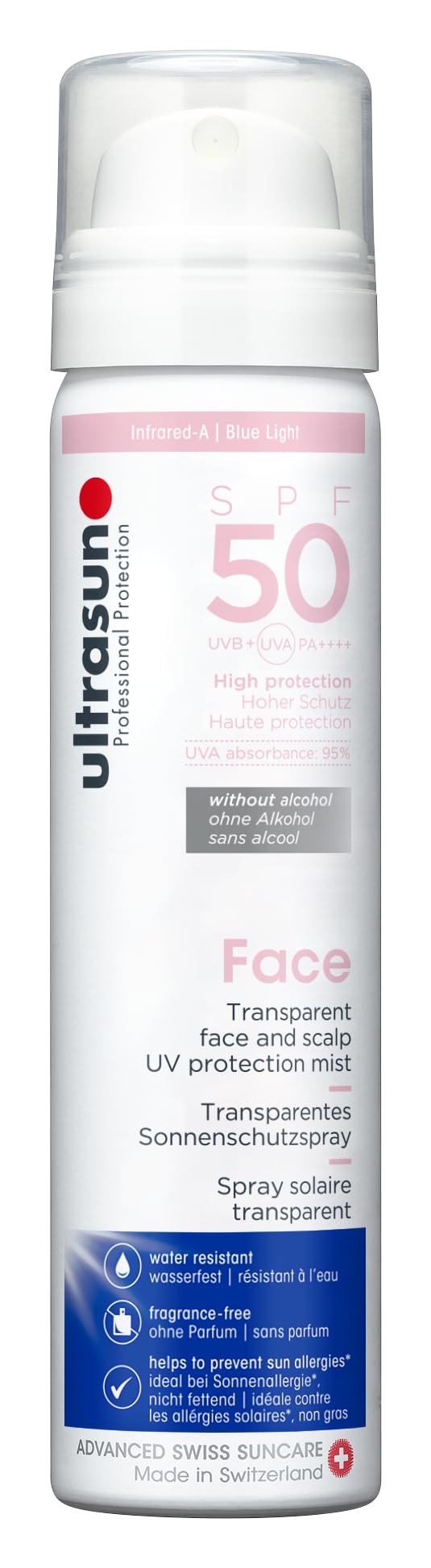 ultrasun UV Face & Scalp Mist SPF50, 75ml High Protection Sunscreen