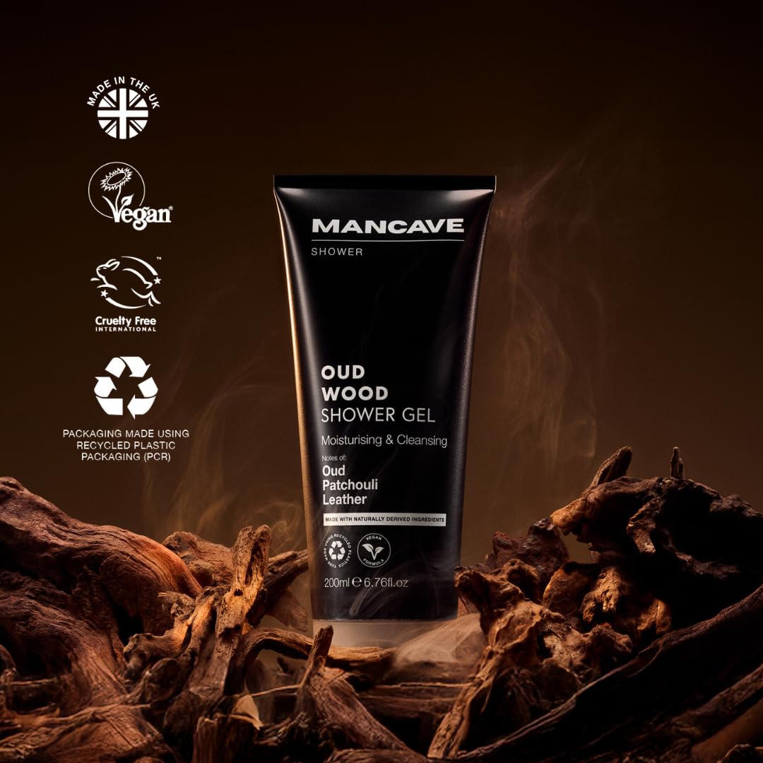 ManCave Oud Wood Shower Gel 200ml - Premium Moisturising Body Wash for Men, Sulphate & Paraben Free 4