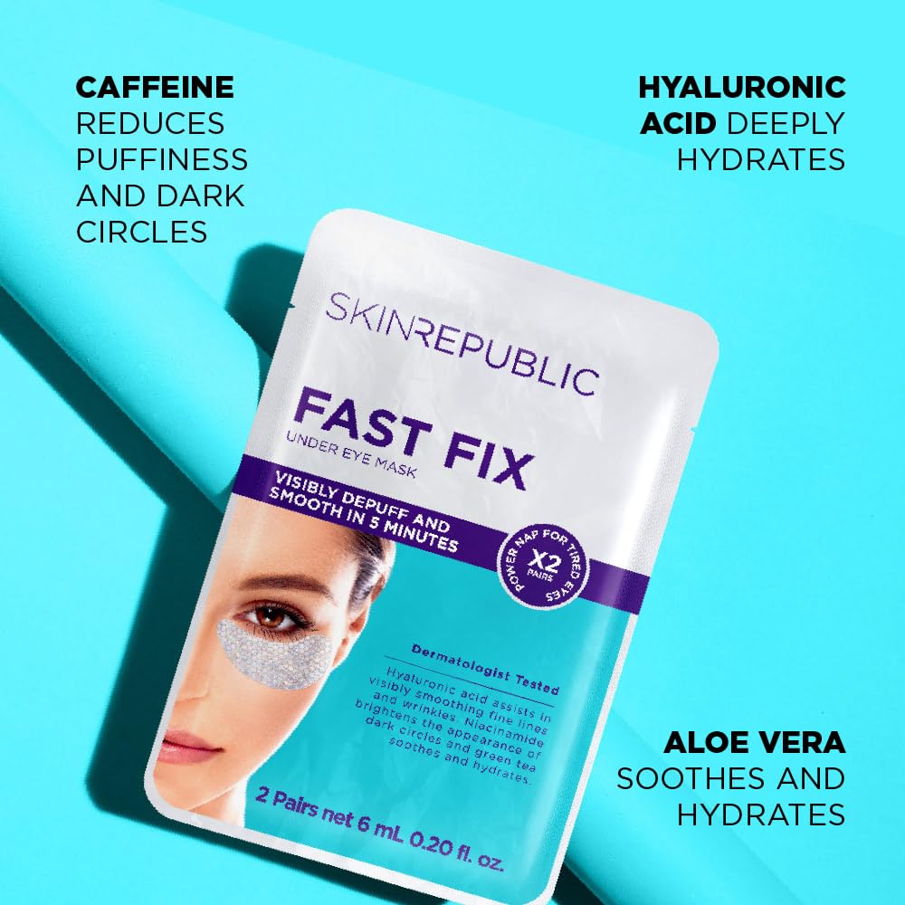 Skin Republic Fast Fix Under Eye Mask | Depuff, Smooth & Brighten in 5 Minutes | 2 Pairs 3