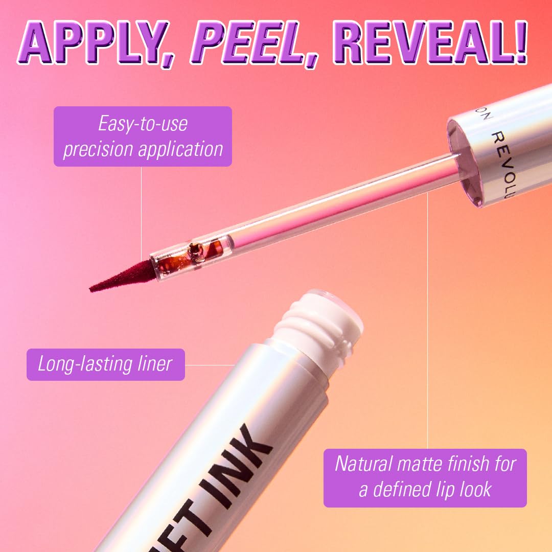 Revolution Lip Shift Peel Off Lip Liner Stain - Long-Lasting Matte Finish, Bitten Cherry, Vegan & Cruelty-Free 3
