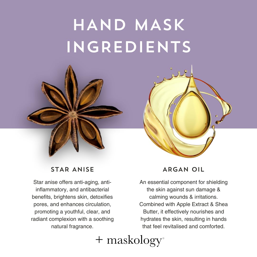 MASKOLOGY Hydrating Hand Mask with Argan Oil & Apple Extract | Anti-Ageing Treatment 5