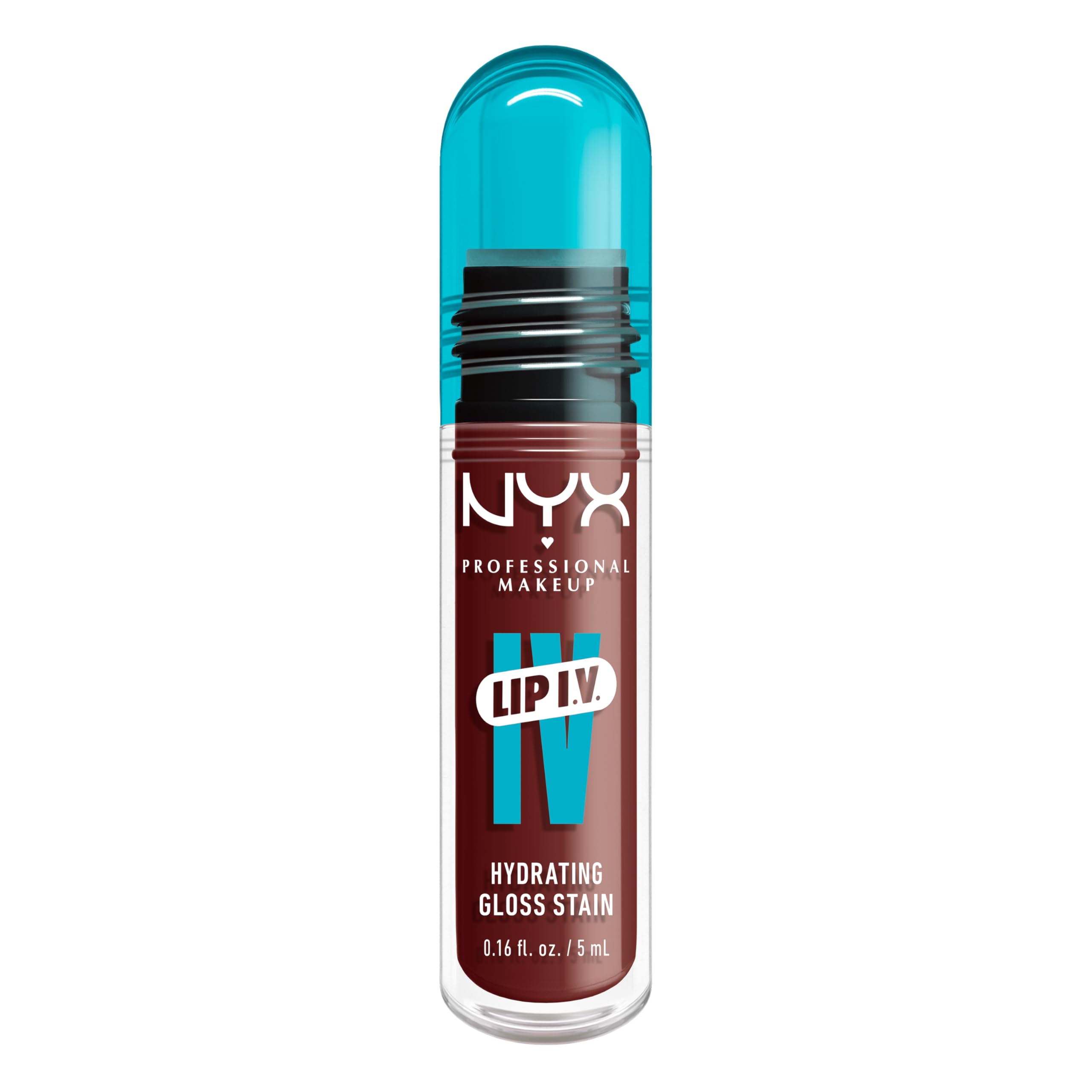NYX Professional Makeup Lip IV Lip Stain, langanhaltende Farbe mit nur einem Auftrag, vitaminangereichert, feuchtigkeitsspendender Glanz, bis zu 12 Stunden Feuchtigkeitspflege, hochpigmentiert, glänzendes Finish, vegane Formel, Mocha Me Wet
