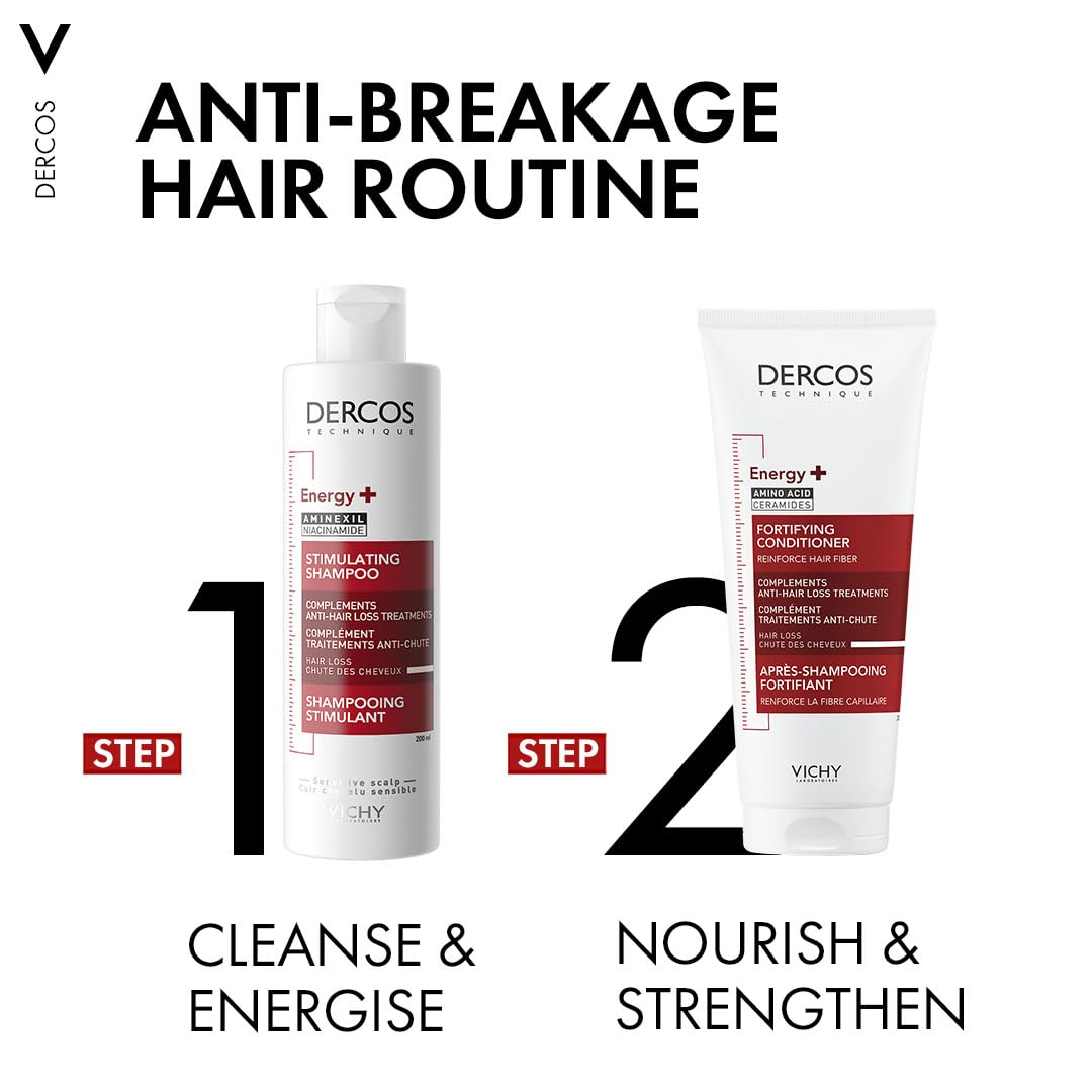 Vichy Dercos Energy+ Shampoo and Conditioner Duo Bundle with Aminexil