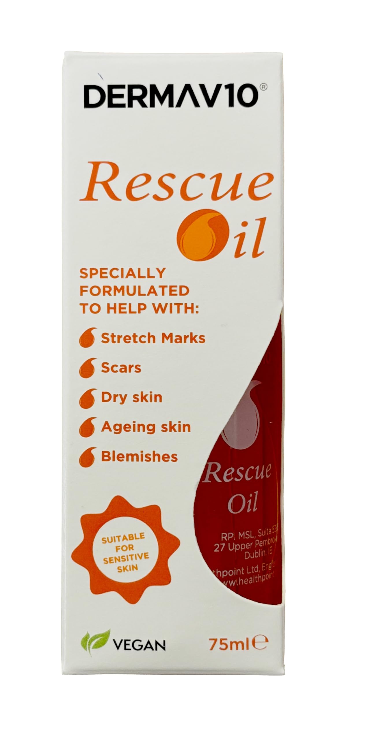 Healthpoint Derma V10 Rescue Oil for Stretch Marks, Scars, and Dry Skin 75ml