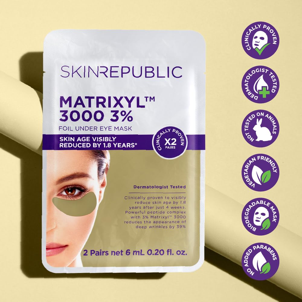 Skin Republic Matrixyl 3000 3% Augenmasken-Patches | Reduziert tiefe Falten und verbessert die Hautstruktur | Fördert Elastizität und Festigkeit (2 Paar) 9