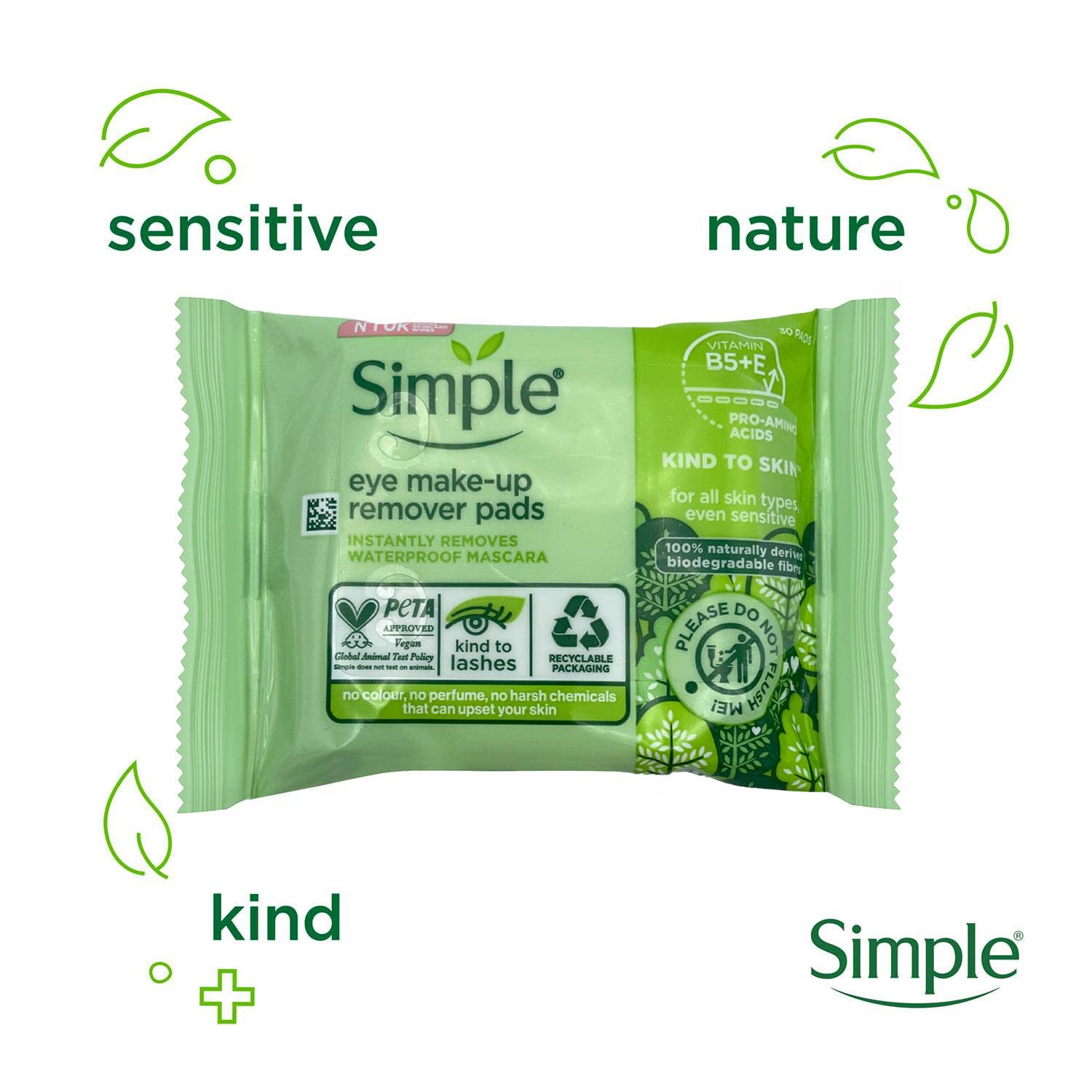Simple Kind To Eyes Eye Make Up Remover Pads - 30 Pieces for Sensitive Skin 3