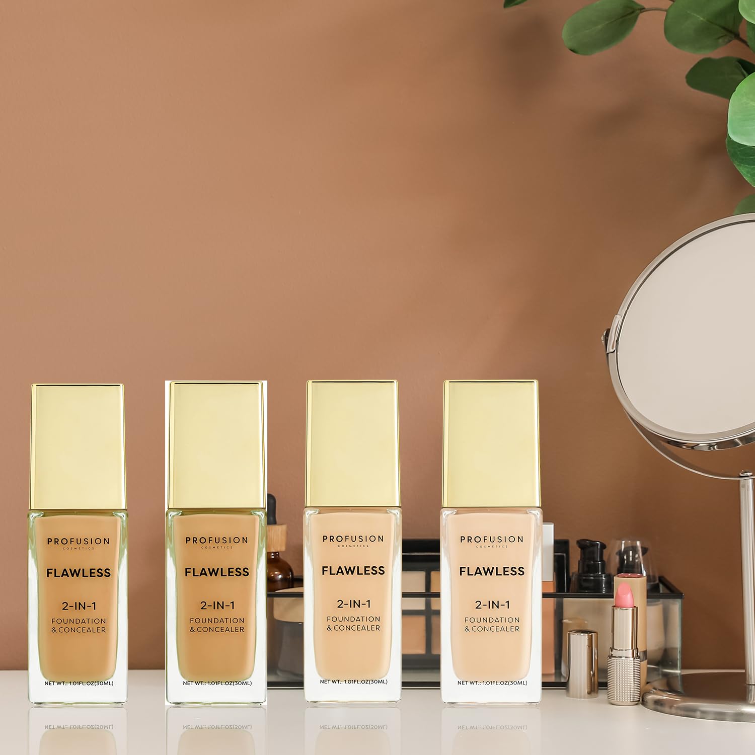Profusion Cosmetics 2-in-1 Foundation und Concealer für helle Hauttöne, makellose, vollständige Deckkraft und mattes Finish – die praktische Lösung für einen gepflegten Teint – Fair Ivory 5