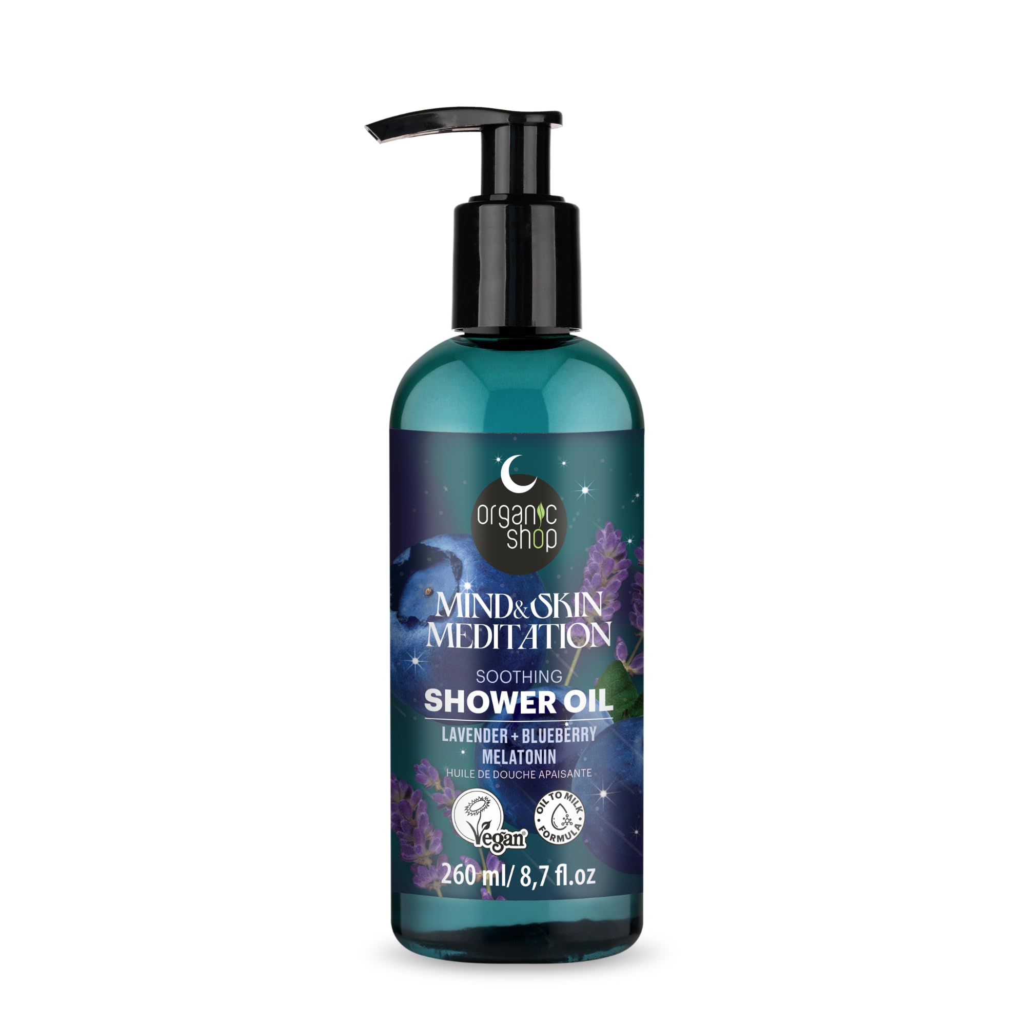 Organic Shop Sleep Soothing Shower Oil with Lavender, Blueberry & Melatonin, 260 ml