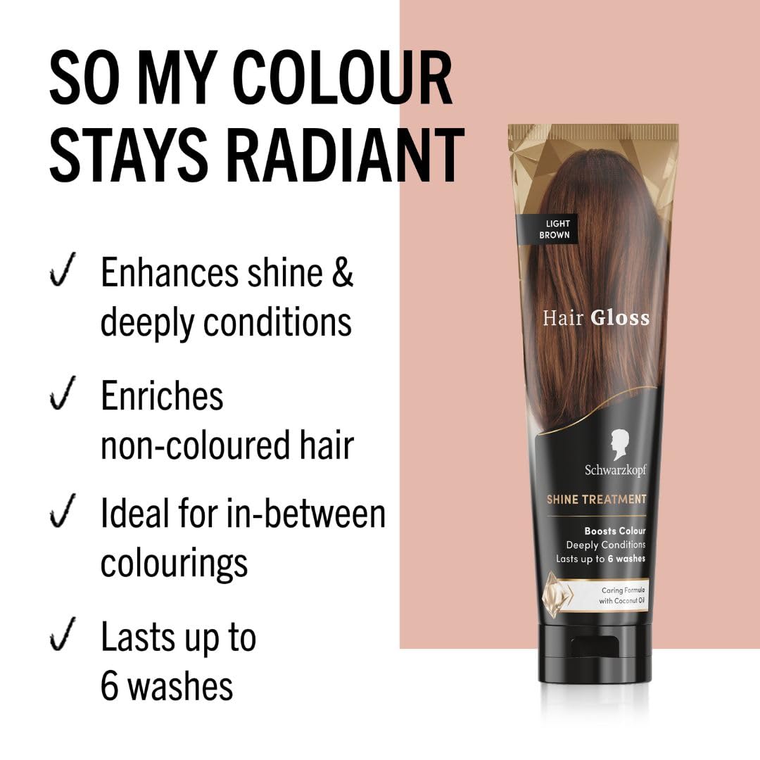 Schwarzkopf Hair Gloss Shine Treatment Light Brown 150ml - Semi-Permanent Colour & Conditioning