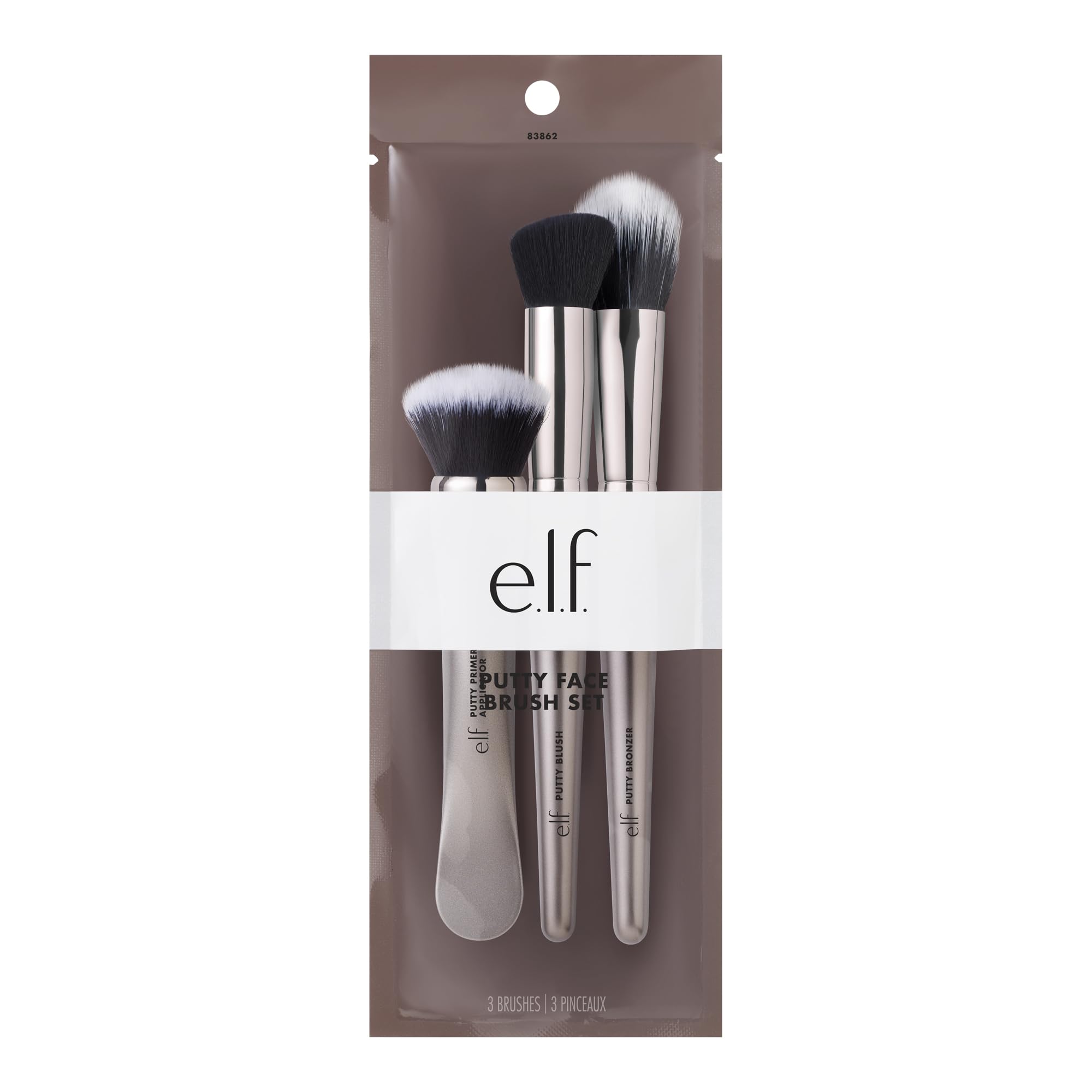 e.l.f. Putty Tools Trio: 3 Face Makeup Brushes for Putty Primers, Blush & Bronzer