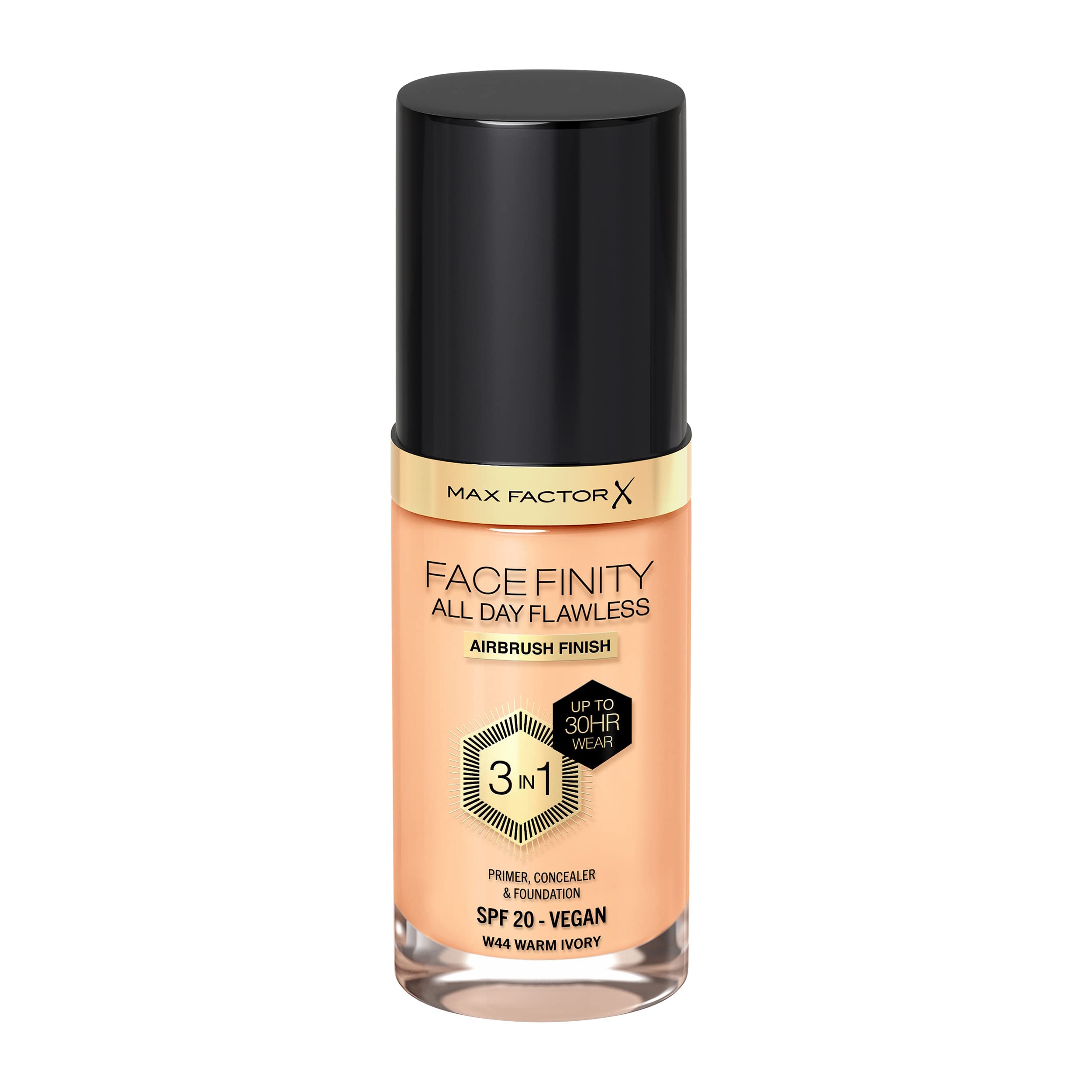 Max Factor Facefinity 3-in-1 Liquid Foundation SPF 20 - 44 Warm Ivory, 30 ml
